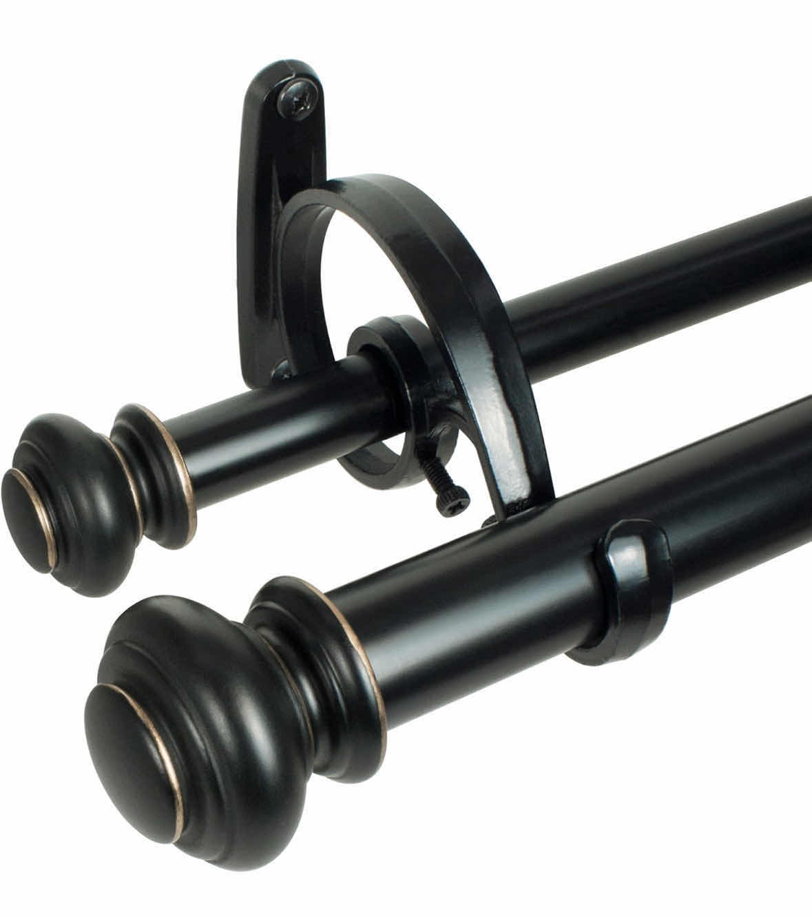 Photo 1 of NEW DECOPOLITAN URN TELESCOPING DOUBLE DRAPERY ROD SET, 72”- 144, ANTIQUE BRONZE