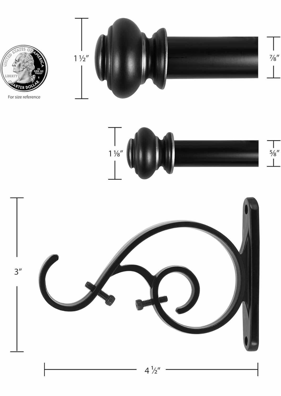 Photo 6 of NEW DECOPOLITAN URN TELESCOPING DOUBLE DRAPERY ROD SET, 72”- 144, ANTIQUE BRONZE