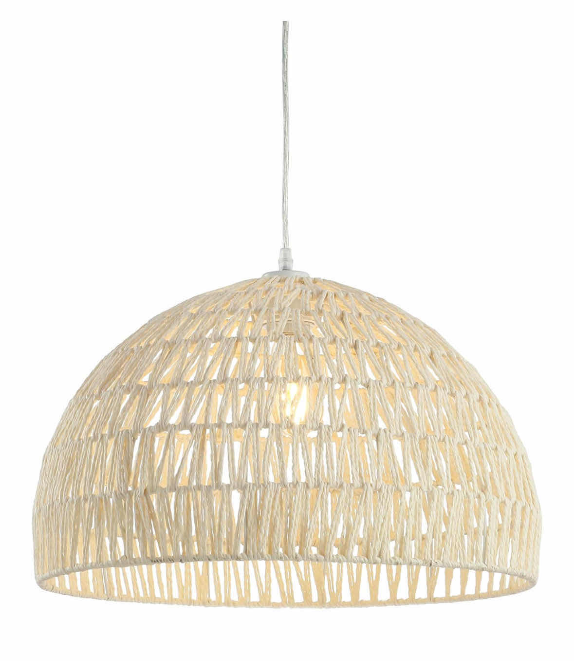 Photo 1 of NEW JONATHAN Y CAMPANA 20” 1-LIGHT BOHEMIAN MODERN WOVEN RATTAN/IRON LED PENDANT, CREAM (JYL6504A)