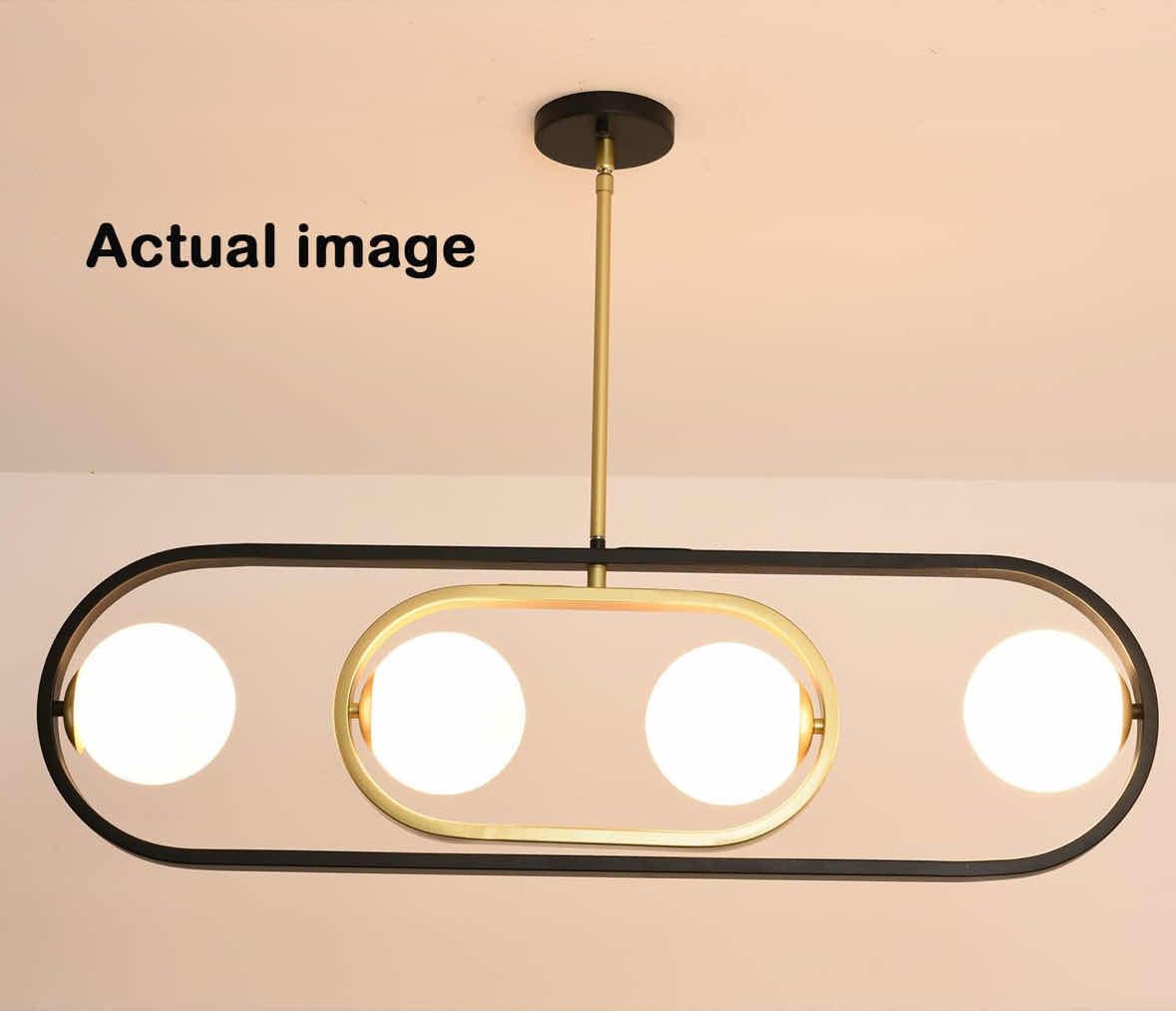 Photo 1 of NEW EAMONEX G9 DEFORMABLE FROSTED GLOBE CHANDELIER, BLACK/GOLD MILKY GLASS CEILING LIGHT (GC20220202)