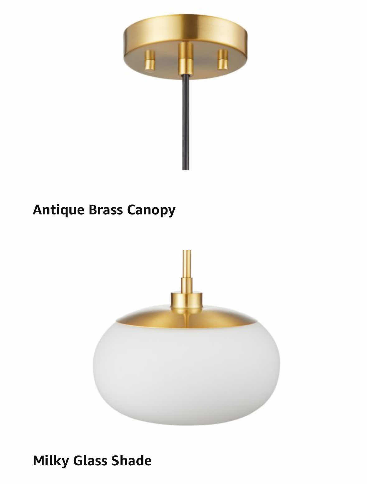 Photo 3 of NEW KAWOTI BRASS ADJUSTABLE PENDANT LIGHT W MILKY GLASS SHADE 10” X 10” H84”