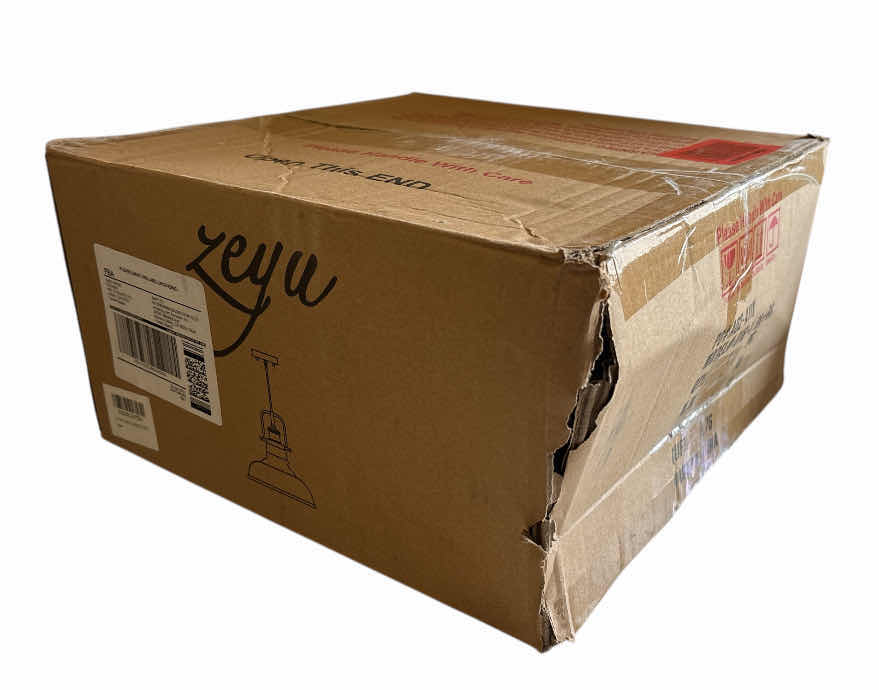 Photo 1 of NEW ZEYU MODERN PENDANT LIGHT W MEATL DOME LAMPSHADE, BLACK FINISH W BRONZE ACCENTS