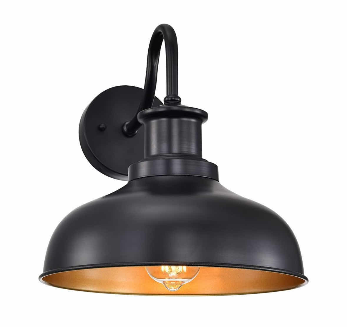 Photo 1 of NEW DIYEL OUTDOOR GOOSENECK BARN LIGHT FIXTURE, BLACK/GOLD (RZ007 BK)