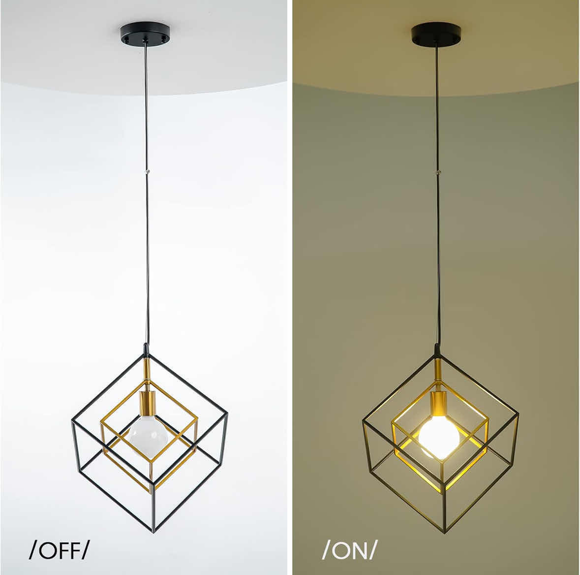 Photo 1 of NEW SHANSRUI MODERN GEOMETRIC 1-LIGHT HANGING CHANDELIER LIGHT FIXTURE, BLACK/BRASS