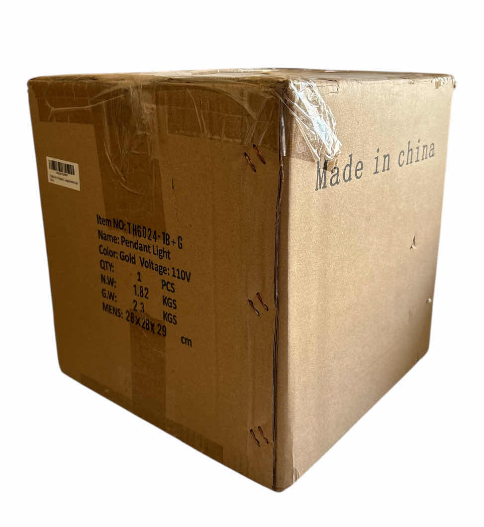 Photo 1 of NEW SHANSRUI MODERN GEOMETRIC 1-LIGHT HANGING CHANDELIER LIGHT FIXTURE, BLACK/BRASS