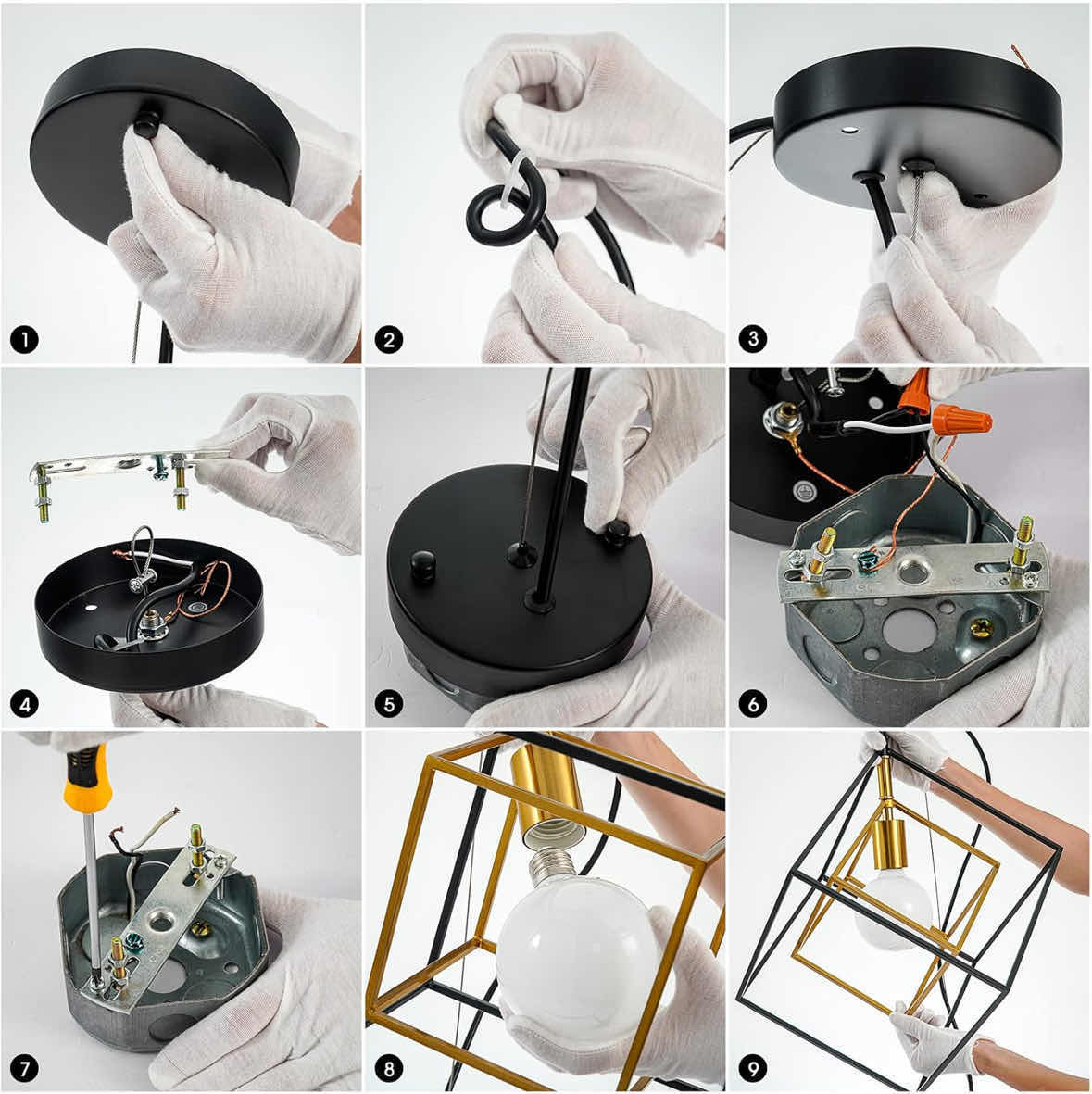 Photo 1 of NEW SHANSRUI MODERN GEOMETRIC 1-LIGHT HANGING CHANDELIER LIGHT FIXTURE, BLACK/BRASS