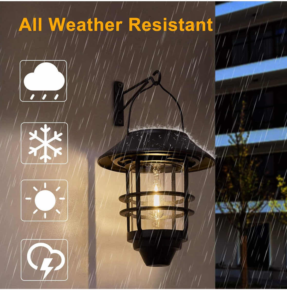 Photo 1 of NEW 2-PACK OF SOLAR OUTDOOR HANGING LANTERN LIGHTS W WALL MOUNT KIT, BLACK