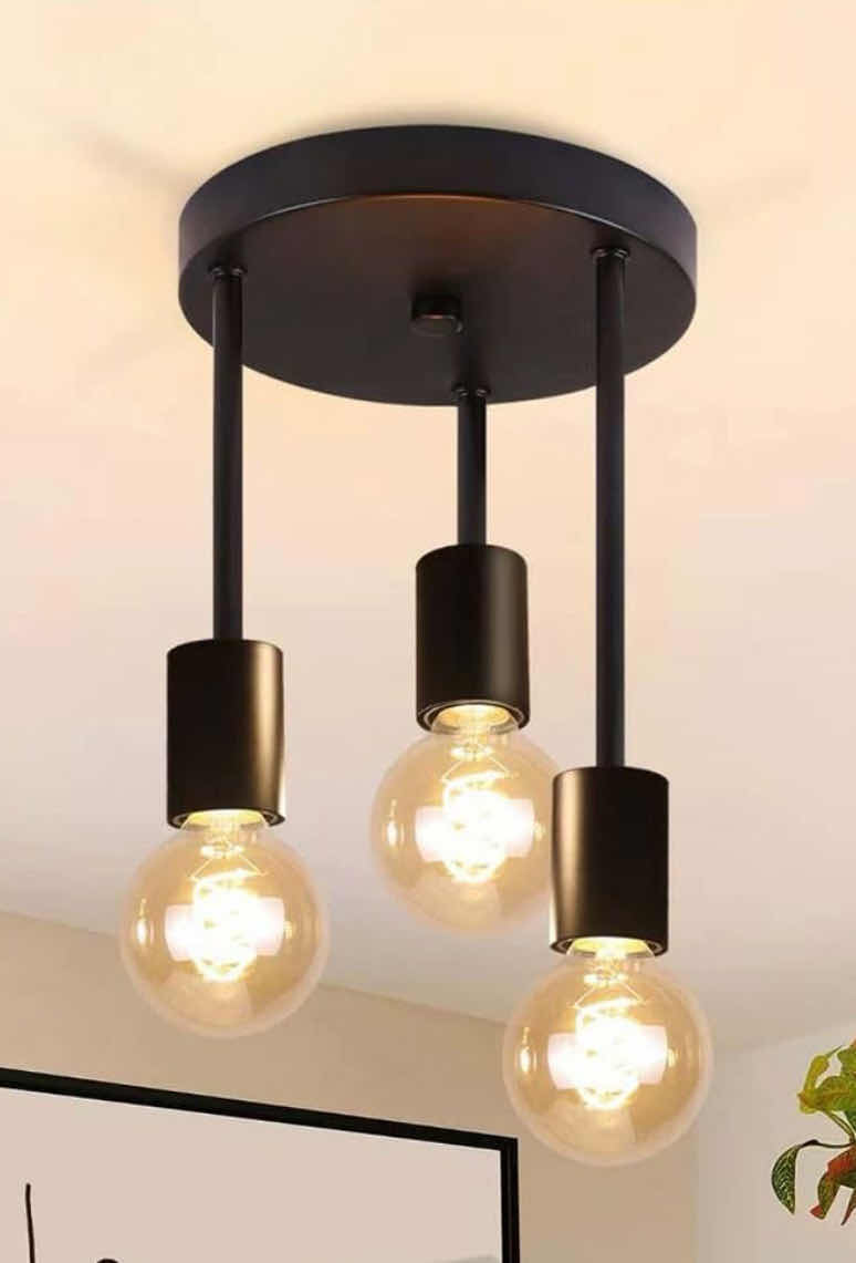 Photo 1 of NEW 3-LIGHT FLUSH MOUNT CEILING LIGHT FIXTURE, BLACK