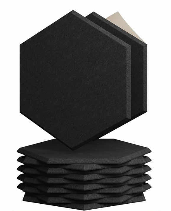 Photo 1 of NEW 12-PACK ACOUSTIC SOUND PROOF SELF-ADHESIVE FOAM PANELS, HEXAGON/BLACK