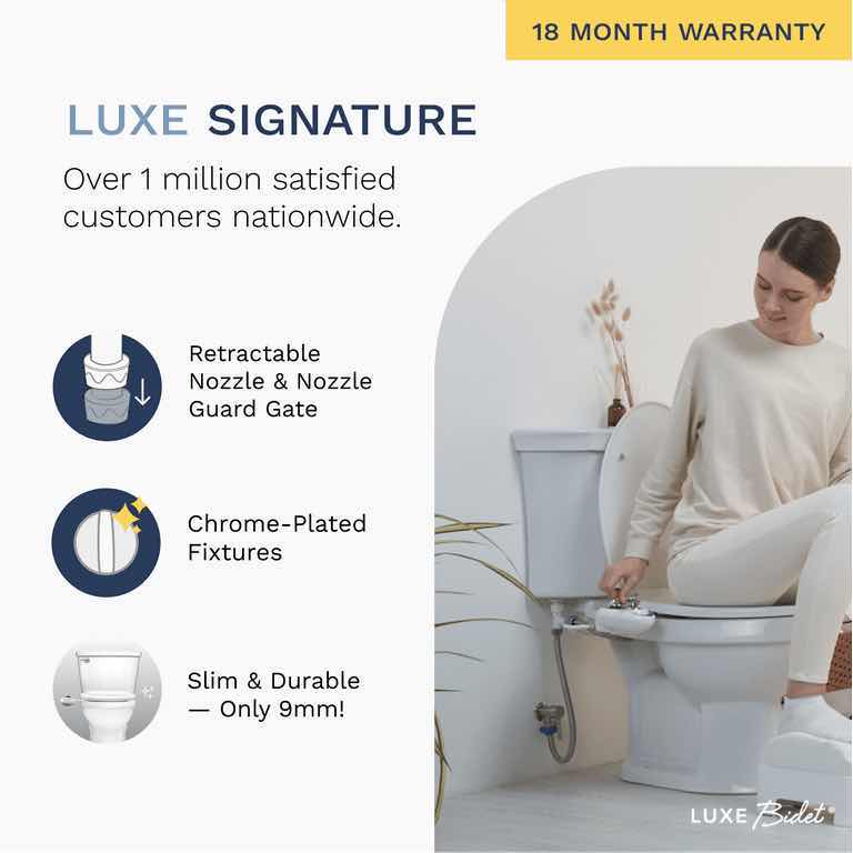 Photo 1 of NEW LUXE BIDET SELF-CLEANING, DUAL NOZZLE NON-ELECTRIC BIDET ATTACHMENT FOR TOILET SEAT, REAR & FEMININE WASH (W85 PEARL GREY)