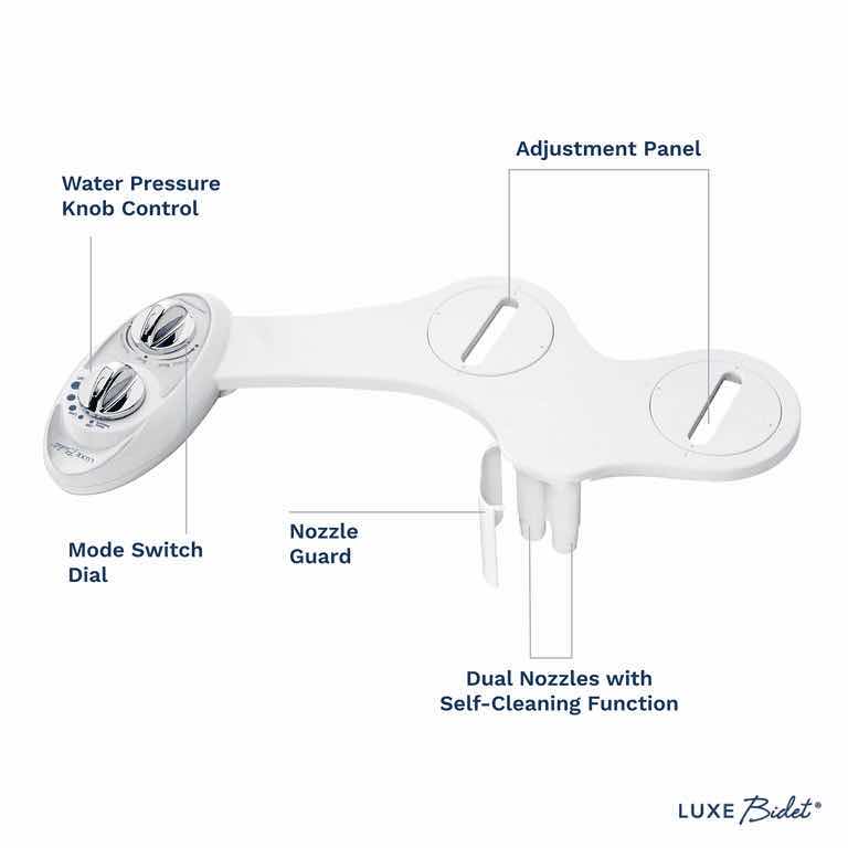 Photo 1 of NEW LUXE BIDET SELF-CLEANING, DUAL NOZZLE NON-ELECTRIC BIDET ATTACHMENT FOR TOILET SEAT, REAR & FEMININE WASH (W85 PEARL GREY)