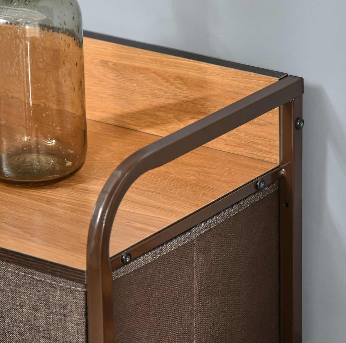 Photo 4 of HOMCOM 7-DRAWER DRESSER, 3-TIER FABRIC CHEST OF DRAWERS STORAGE ORGANIZER W STEEL FRAME, WOODEN TOP (MAPLE WOOD)