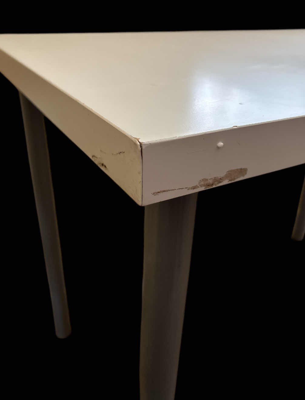 Photo 1 of IKEA LINNMON TABLE, WHITE FINISH W GRAY METAL LEGS 23.5” X 39.5” H29”