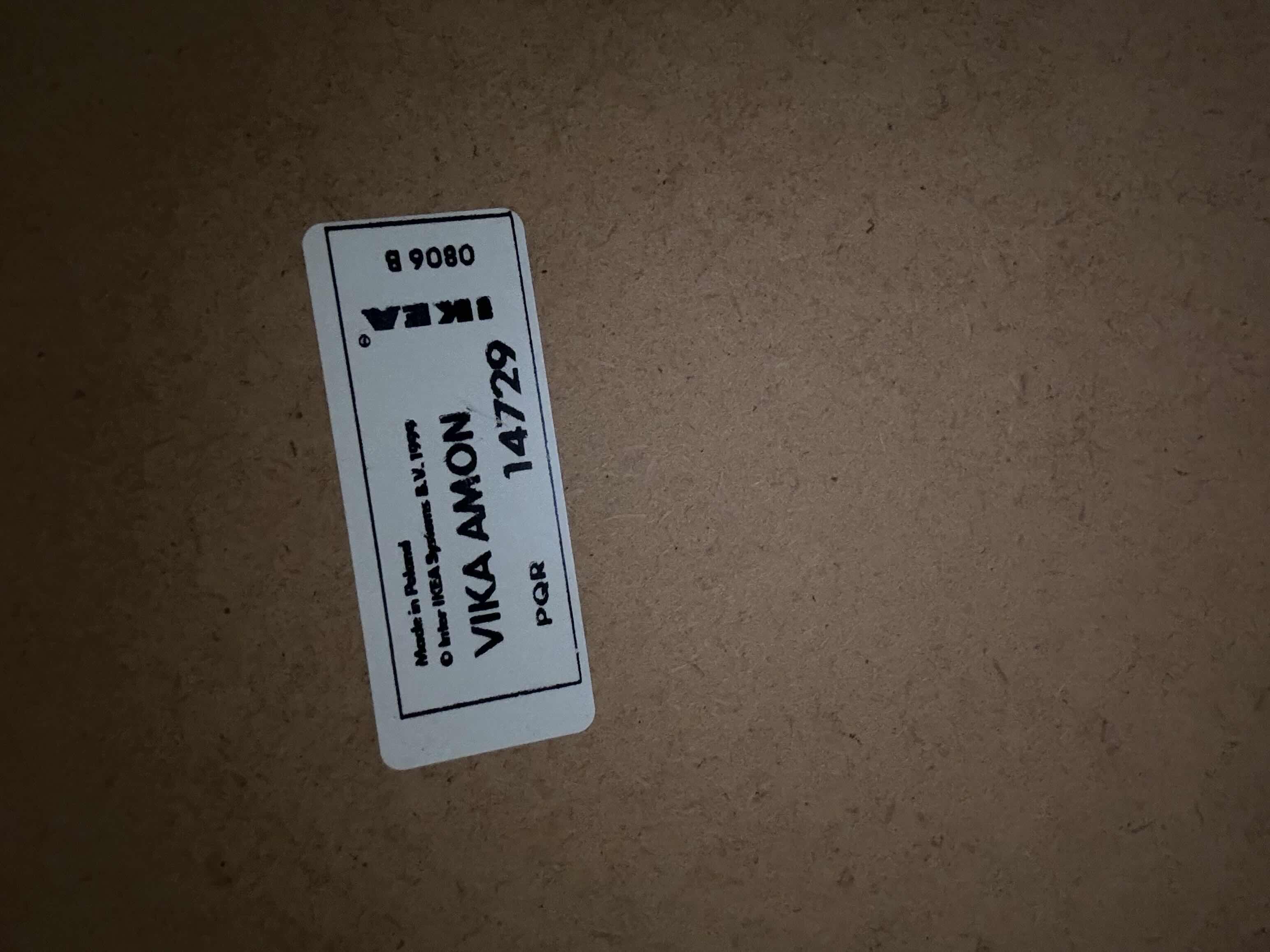 Photo 4 of IKEA VIKA AMON TABLE 23.5” X 47.5 H29” (DARK WOOD FINISH W GRAY METAL LEGS)