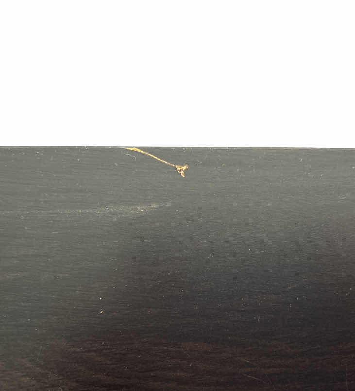 Photo 2 of IKEA VIKA AMON TABLE 23.5” X 47.5 H29” (DARK WOOD FINISH W GRAY METAL LEGS)