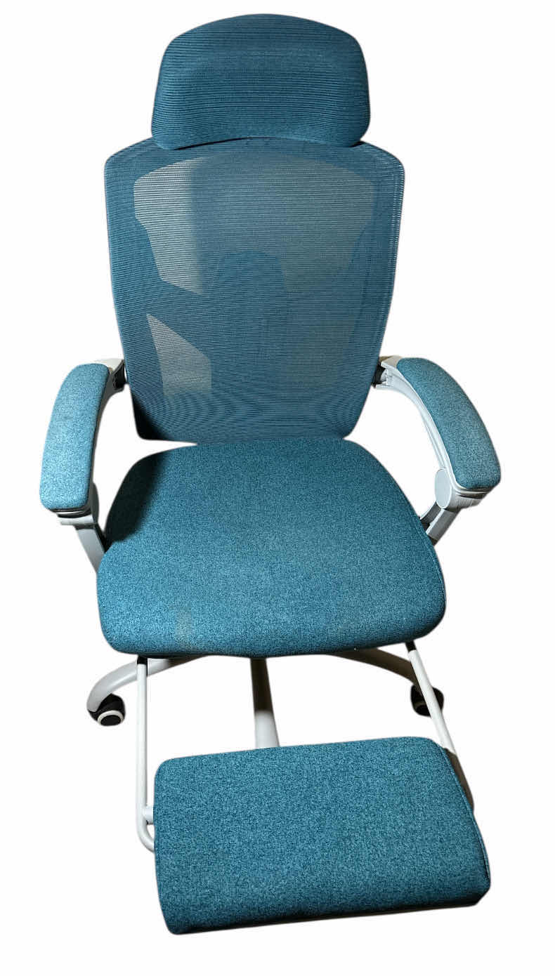 Photo 8 of ERGONOMIC OFFICE CHAIR, HIGH-BACK MESH ROLLING SWIVEL ARMCHAIR W RETRACTABLE FOOTREST (BLUE GREEN)