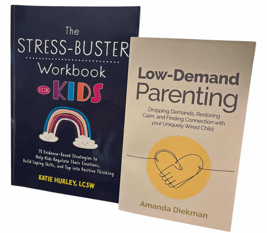 Photo 1 of THE STRESS-BUSTER WORKBOOK FOR KIDS BY KATIE HURLEY LCSW (PAPERBACK, 143 PGS) & LOW DEMAND PARENTING BY AMANDA DIEKMAN (PAPERBACK, 158 PGS)