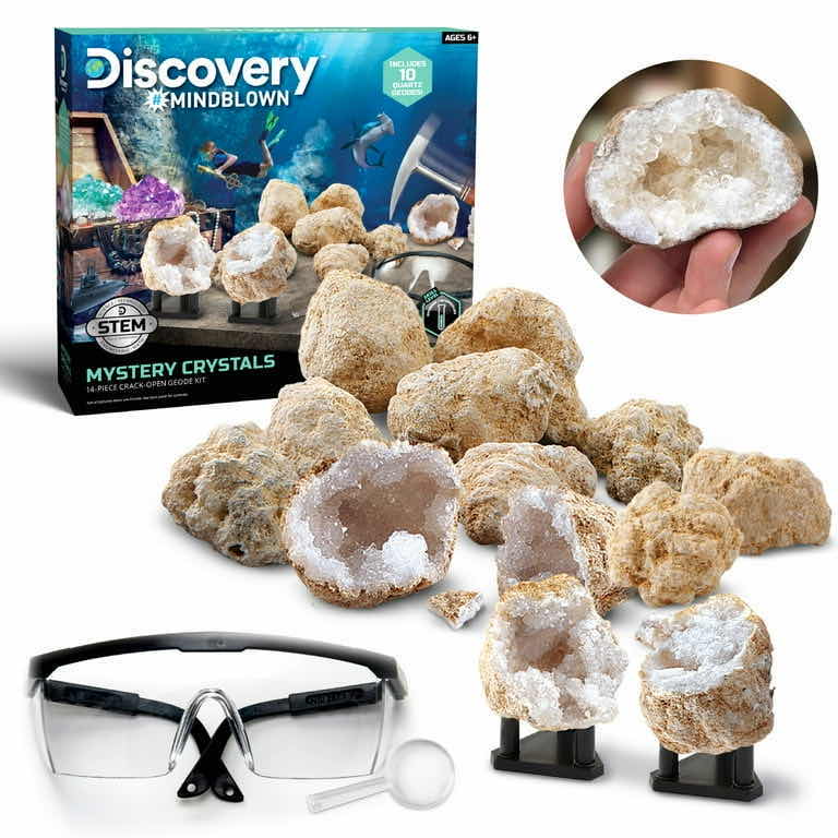 Photo 1 of NEW DISCOVERY #MINDBLOWN MYSTERY CRYSTALS 14 PC CRACK-OPEN GEODE KIT, STEM SET FOR CHILDREN