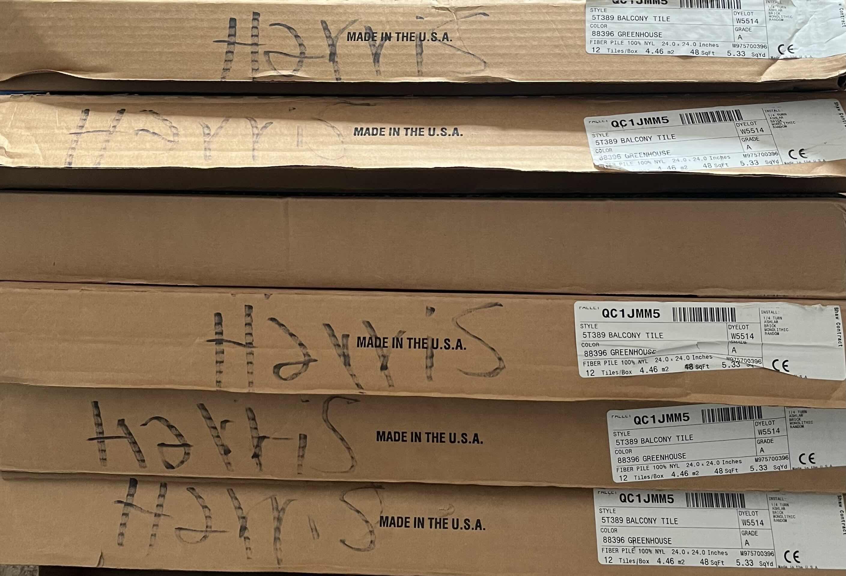 Photo 1 of SHAW GREENHOUSE FINISH CARPET TILE 24” X 24” (48SQFT PER CASE/6CASES APPROX 288SQFT TOTAL) READ NOTES