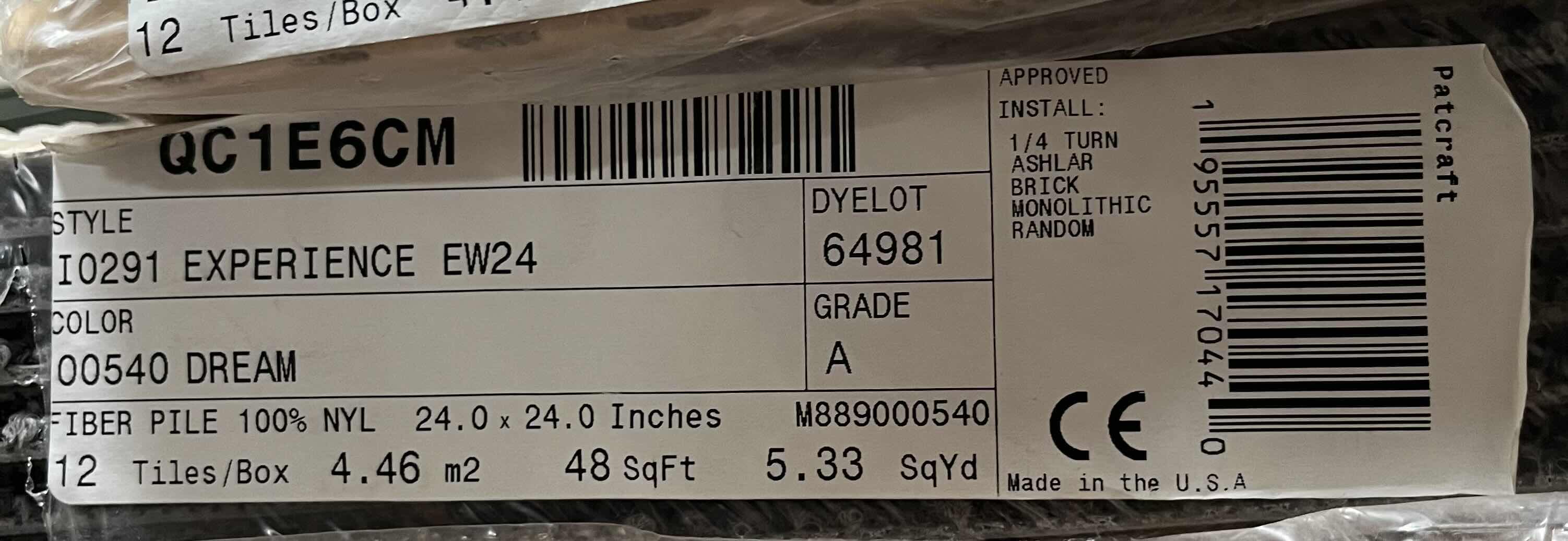 Photo 1 of PATCRAFT DREAM FINISH CARPET TILE 24” X 24” (48SQFT PER CASE/8CASES APPROX 384SQFT TOTAL) READ NOTES