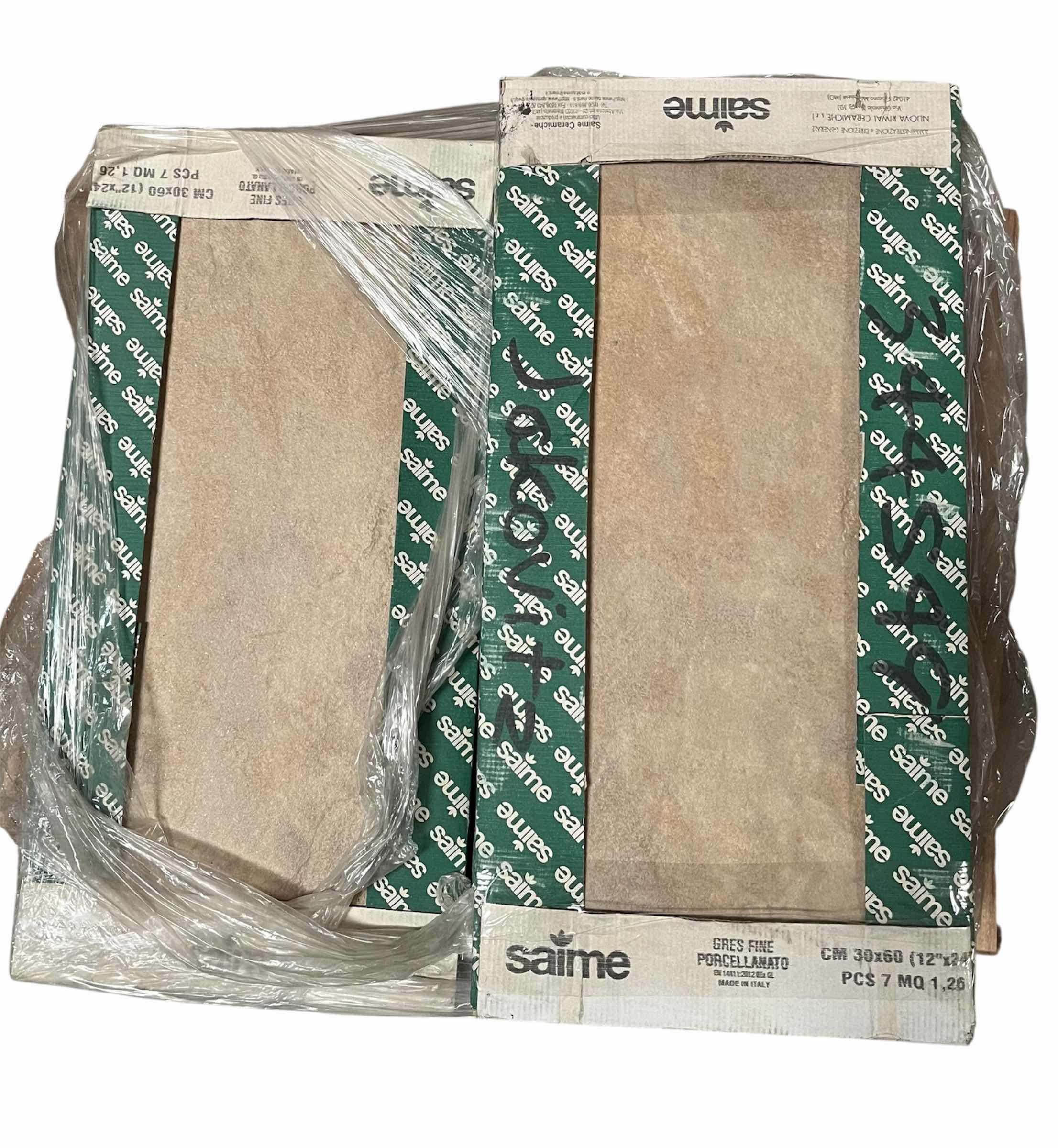 Photo 1 of SAIME ETERNITY GOLD FINISH CERAMIC TILE 12” X 24” (14SQFT PER CASE/9CASES APPROX. 126SQFT TOTAL) READ NOTES