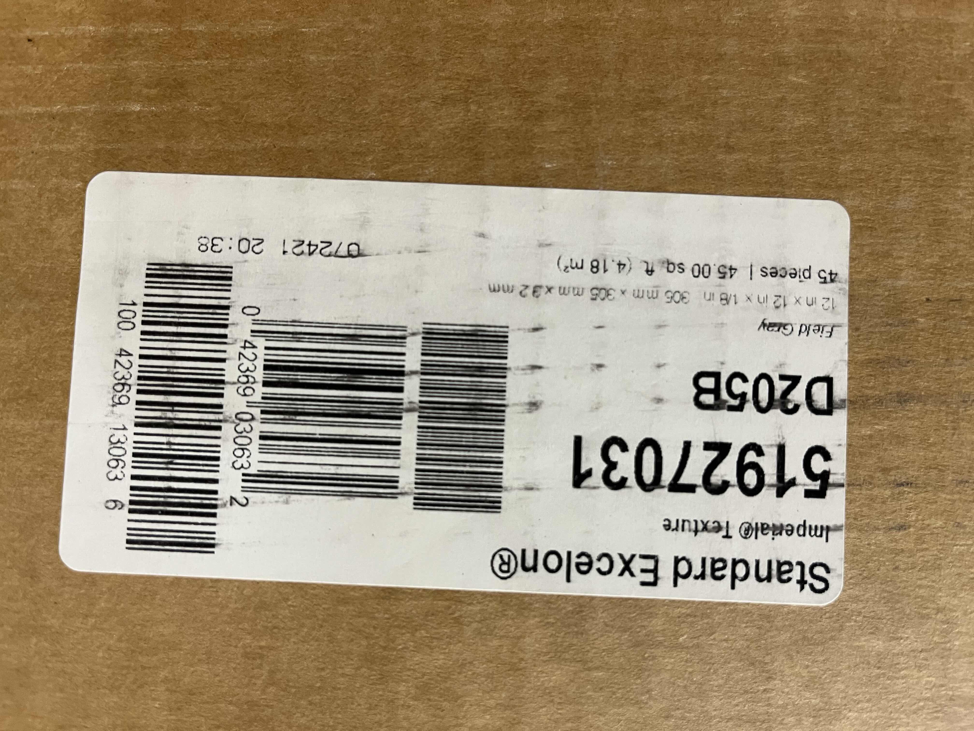 Photo 1 of ARMSTRONG STANDARD EXCELON IMPERIAL TEXTURE COLLECTION FIELD GRAY FINISH VINYL TILE FLOORING 12” X 12” (45SQFT PER CASE/20 CASES APPROX. 900SQFT TOTAL) READ NOTES