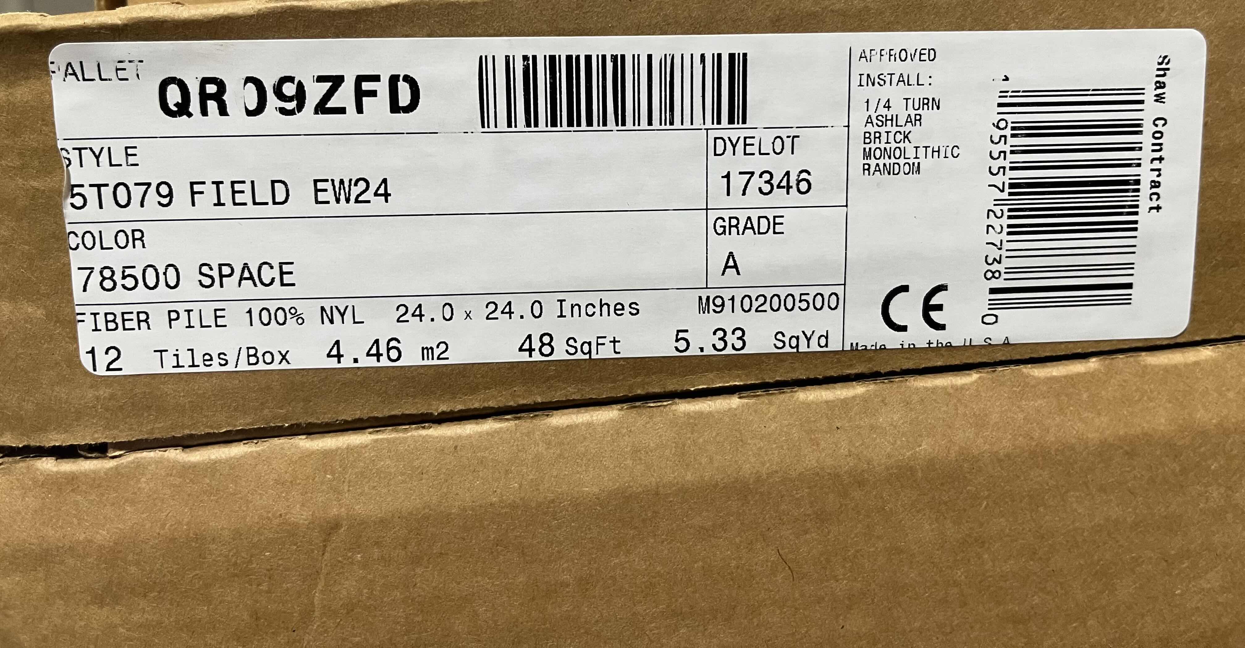 Photo 1 of SHAW FIELD SPACE FINISH CARPET TILE 24” X 24” (48SQFT PER CASE/11CASES APPROX 528SQFT TOTAL) READ NOTES