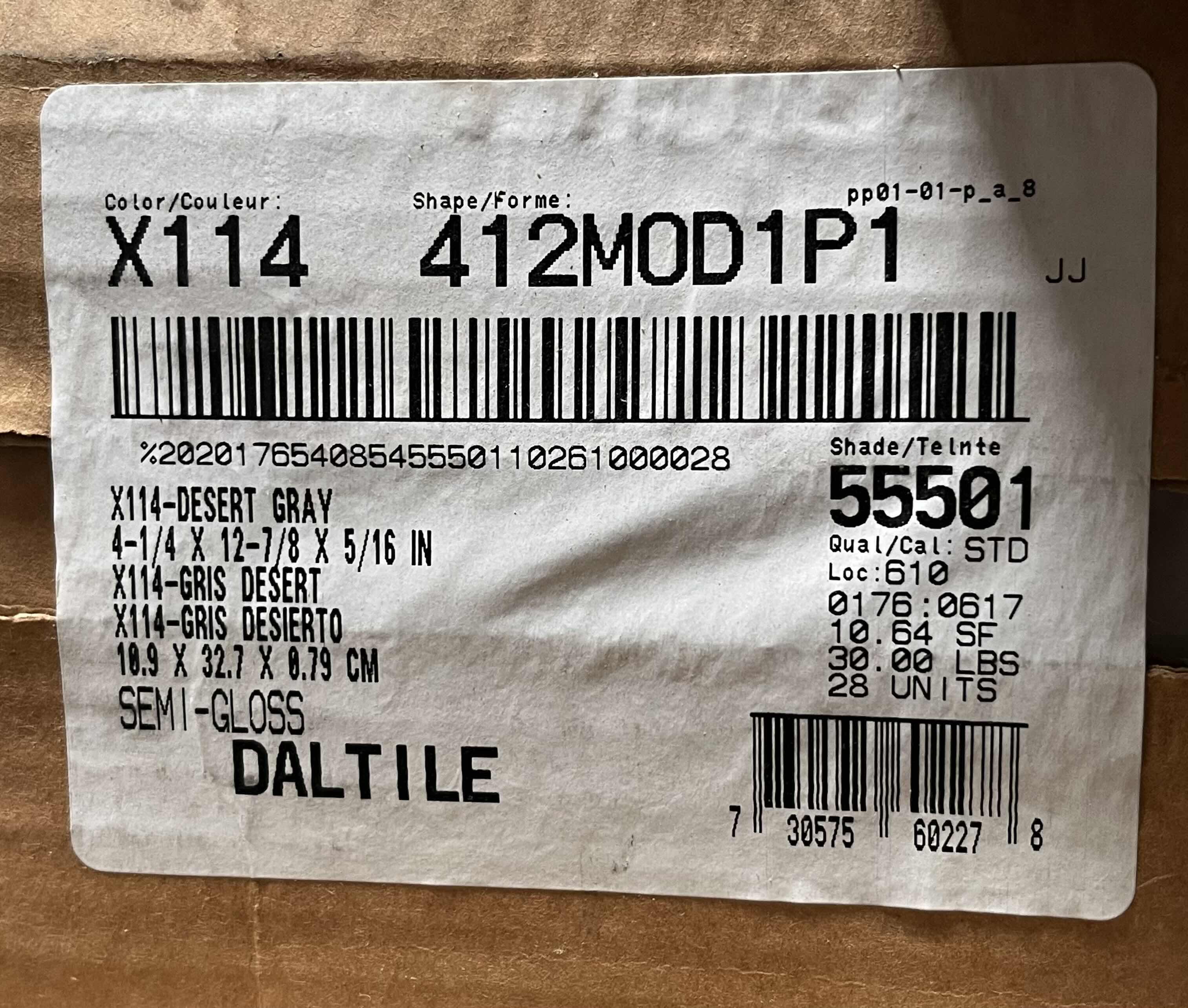 Photo 1 of DALTILE DESERT GRAY SEMI-GLOSS FINISH WALL TILE 4.25” X 12.875” (10.64SQFT PER CASE/34CASES APPROX. 361.76SQFT TOTAL) READ NOTES