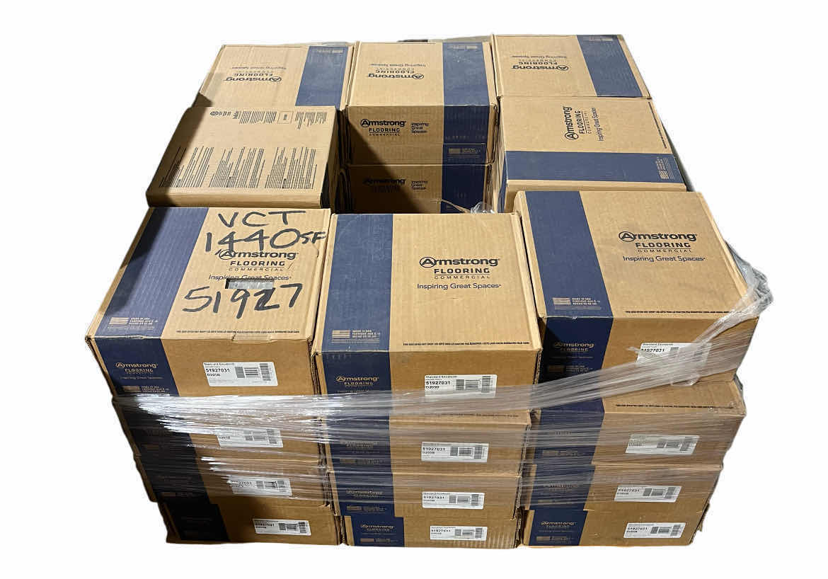 Photo 1 of ARMSTRONG IMPERIAL TEXTURE FIELD GRAY FINISH VINYL TILE 12” X 12” (45SQFT PER CASE/24CASES APPROX. 1440SQFT TOTAL) READ NOTES