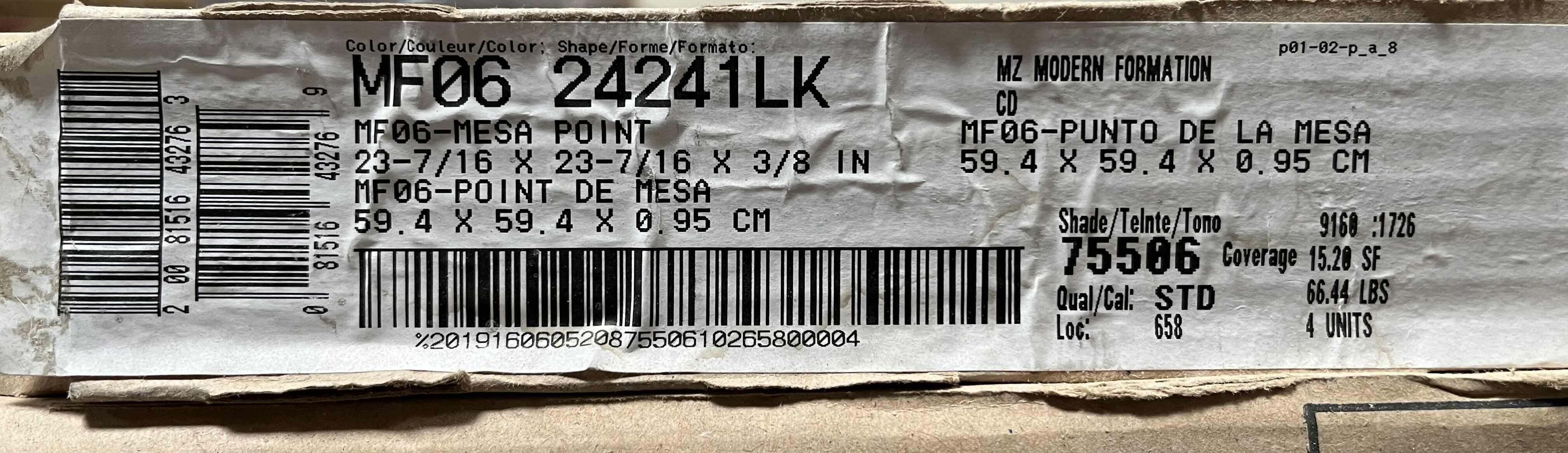 Photo 1 of MZ MODERN FORMATION MESA POINT MATTE FINISH RECTIFIED TILE 24” X 24” (15.20SQFT PER CASE/14CASES APPROX 212.8SQFT TOTAL) READ NOTES