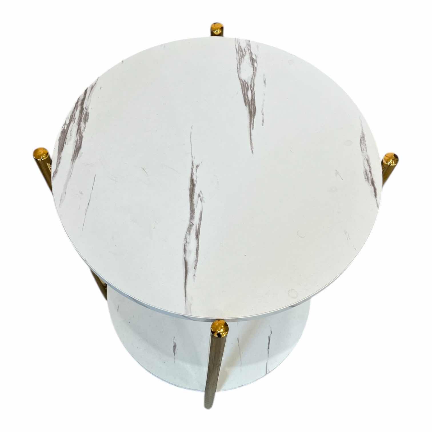 Photo 1 of MARBLE & GOLD FINISH 2 TIER SIDE TABLE 15.5” X 17.5” H22”