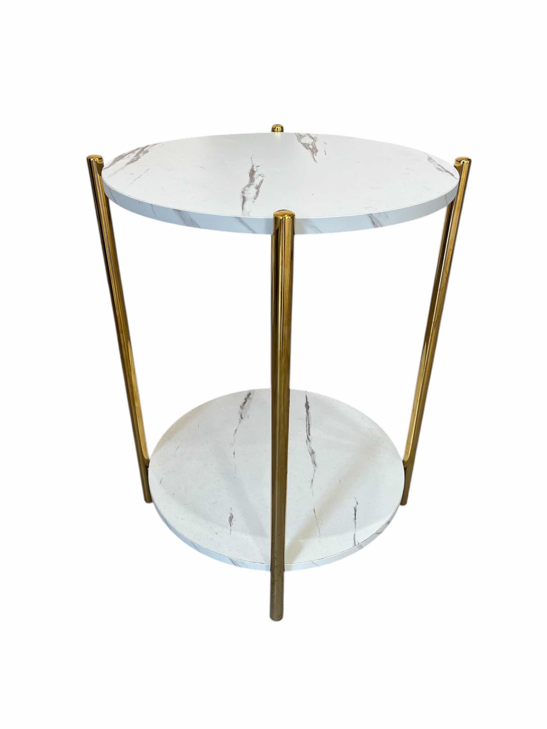Photo 1 of MARBLE & GOLD FINISH 2 TIER SIDE TABLE 15.5” X 17.5” H22”