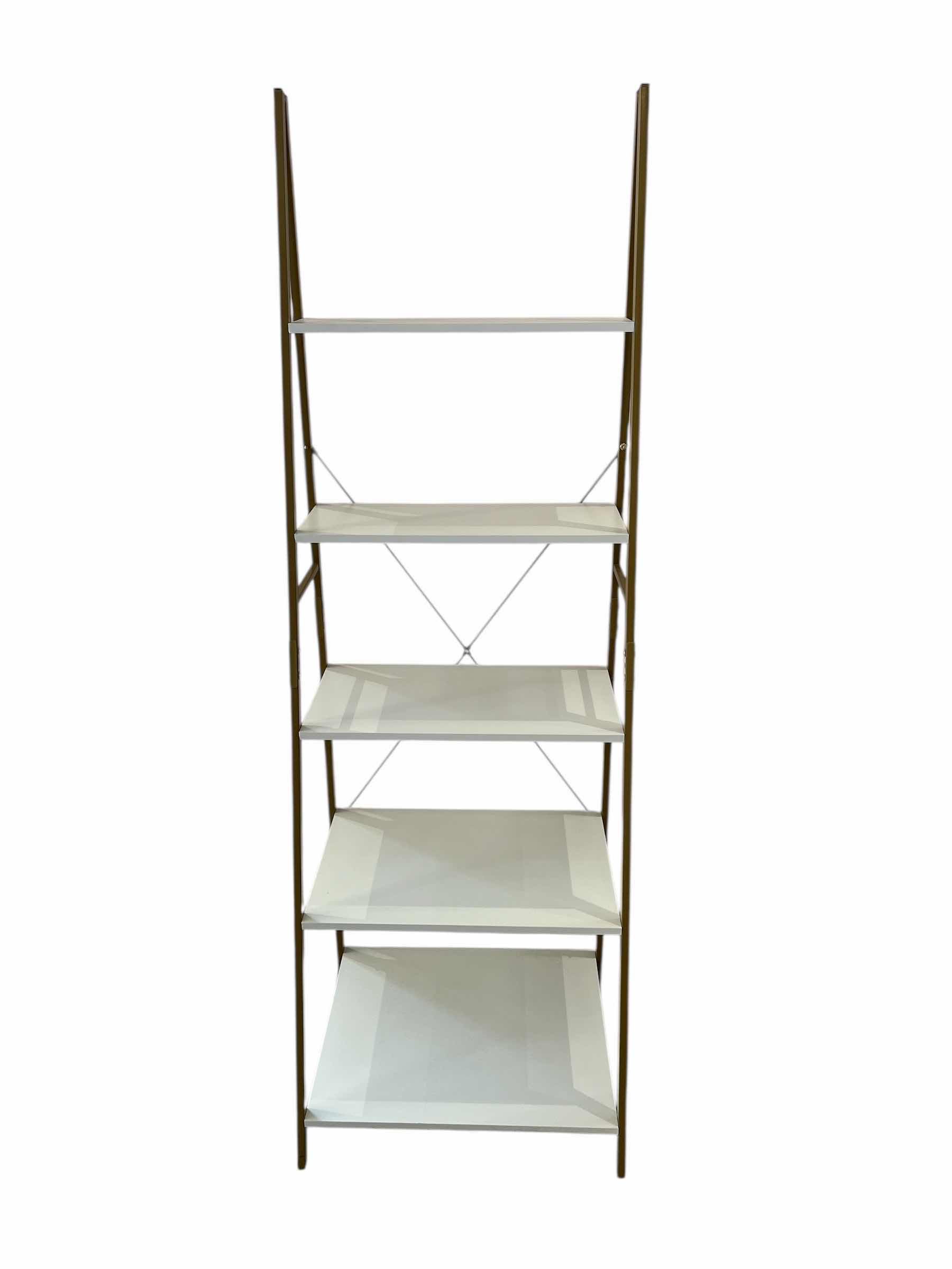 Photo 1 of WHITE & GOLD FINISH CASCADING 5 TIER SHELF 23.5” X 19” H71”
