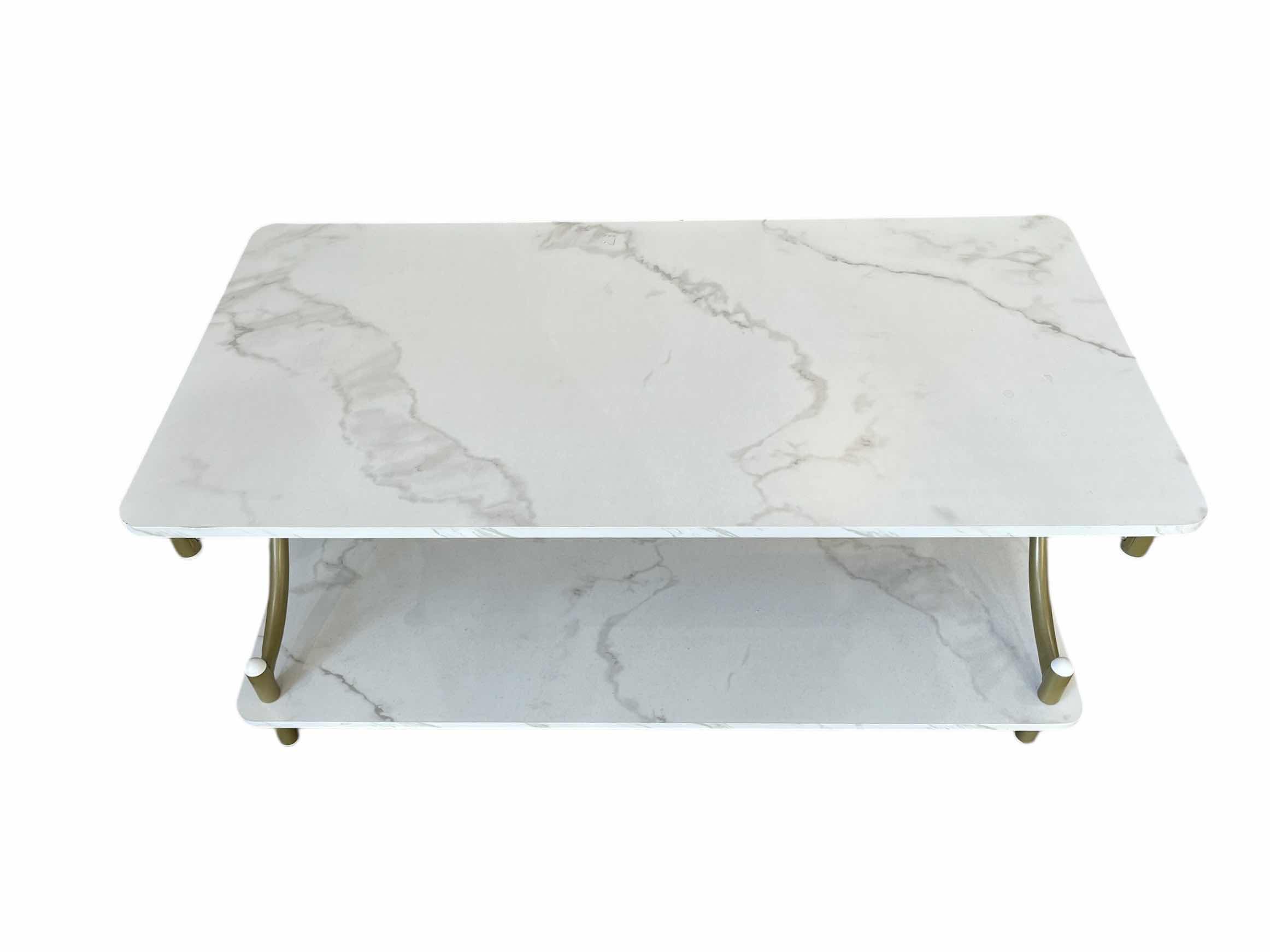 Photo 1 of MARBLE & GOLD FINISH COFFEE TABLE 39.75” X 19.75” H17.75”