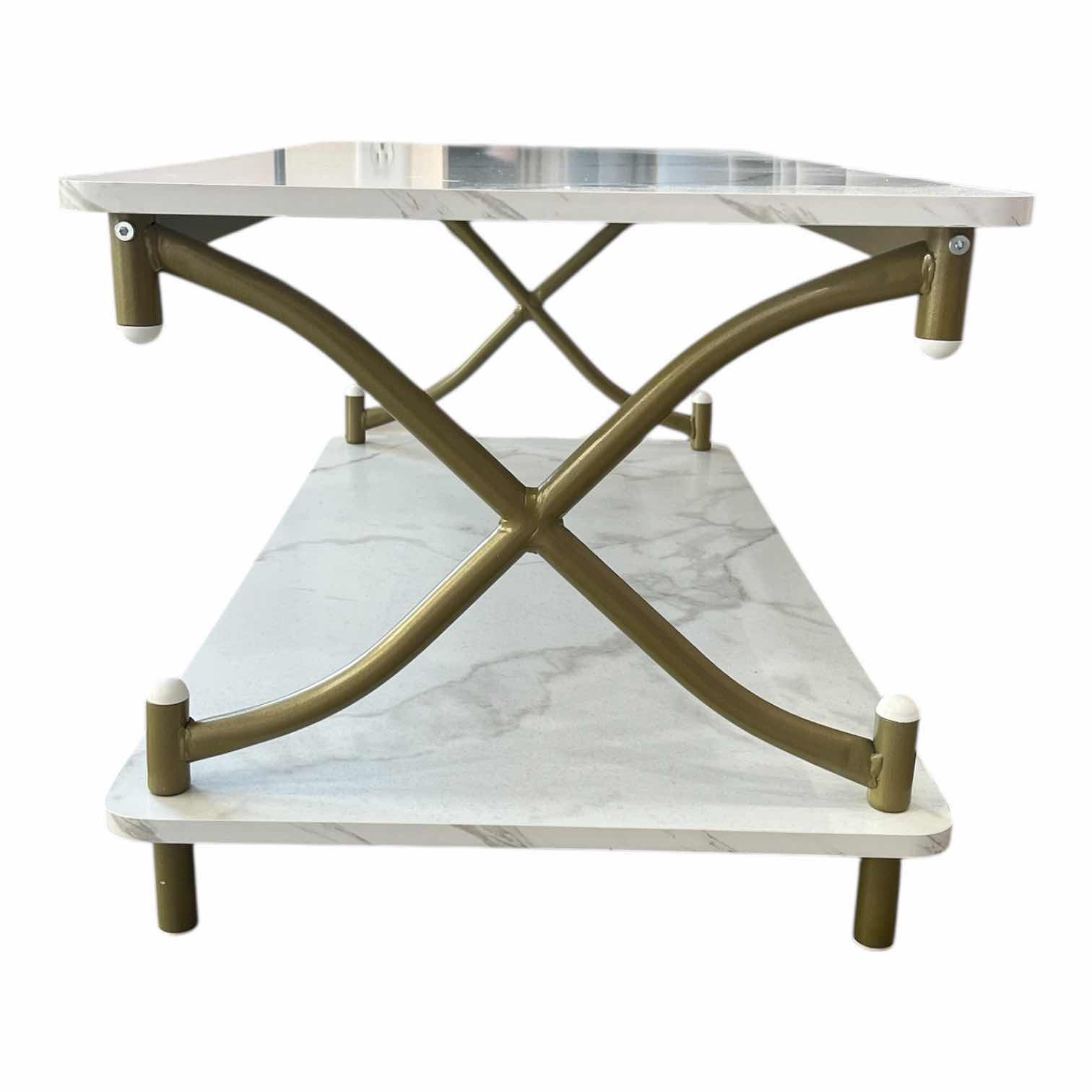 Photo 1 of MARBLE & GOLD FINISH COFFEE TABLE 39.75” X 19.75” H17.75”