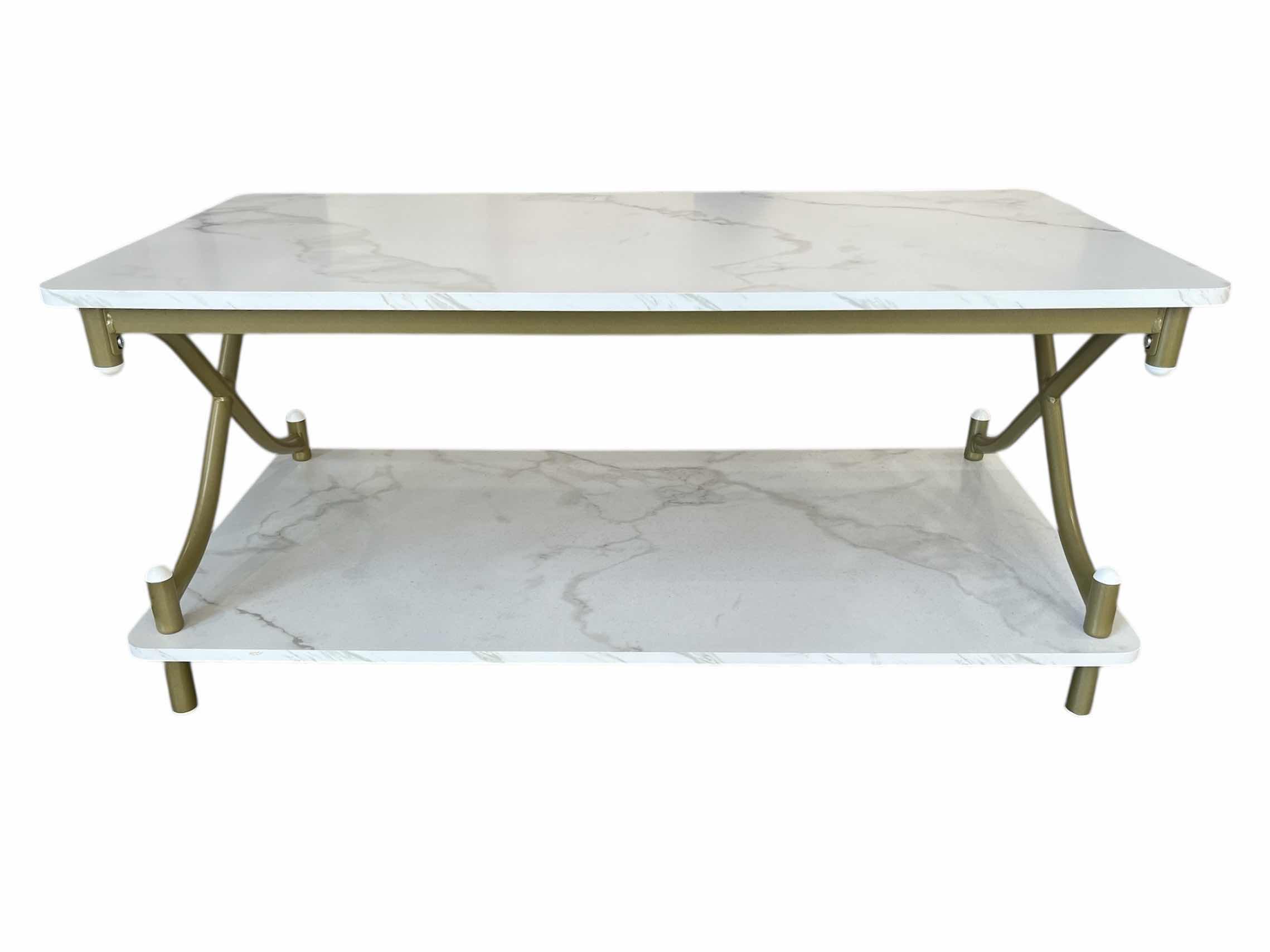 Photo 1 of MARBLE & GOLD FINISH COFFEE TABLE 39.75” X 19.75” H17.75”