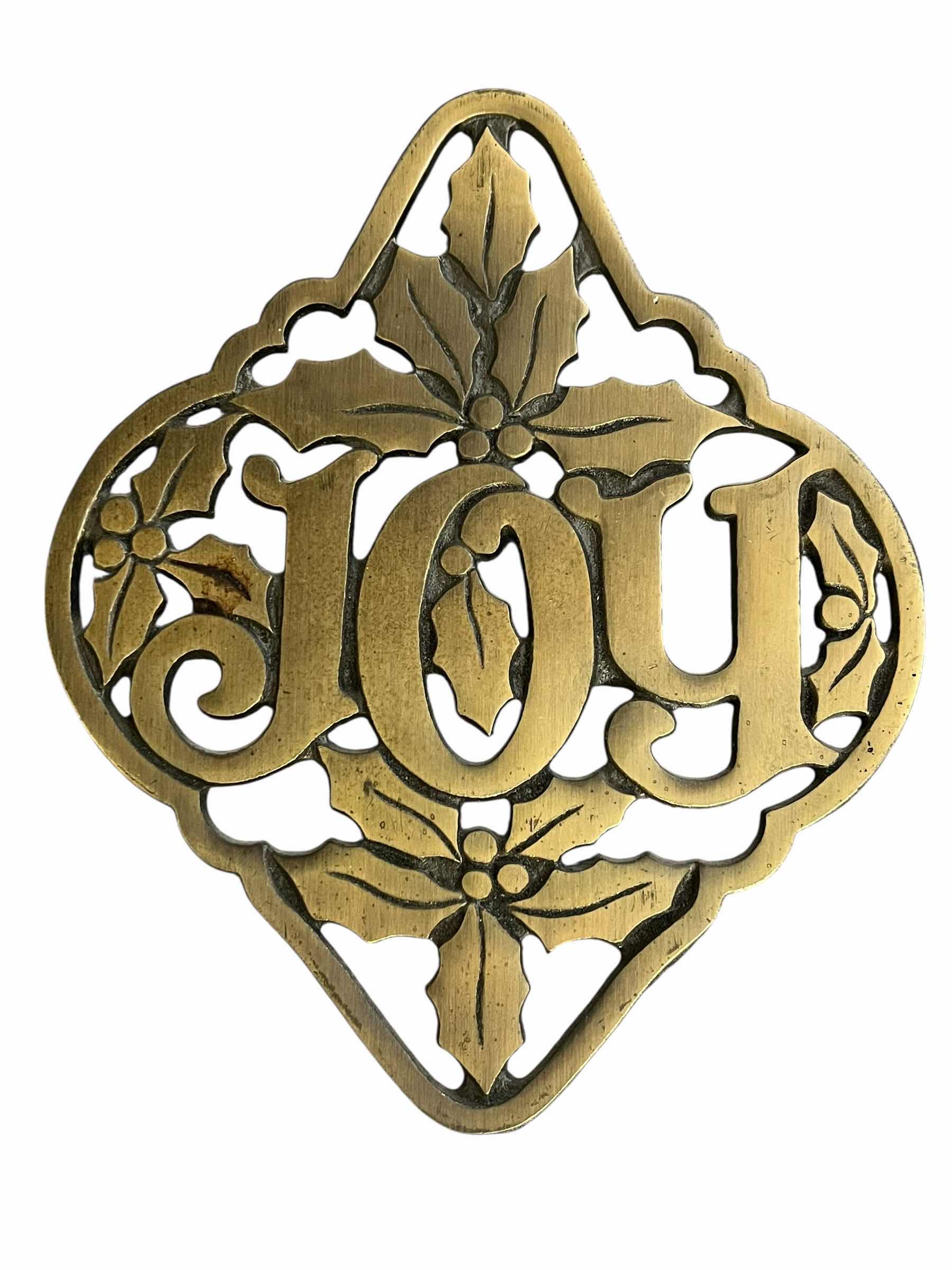 Photo 1 of BRASS CHRISTMAS JOY TRIVET 7” X 8.5”