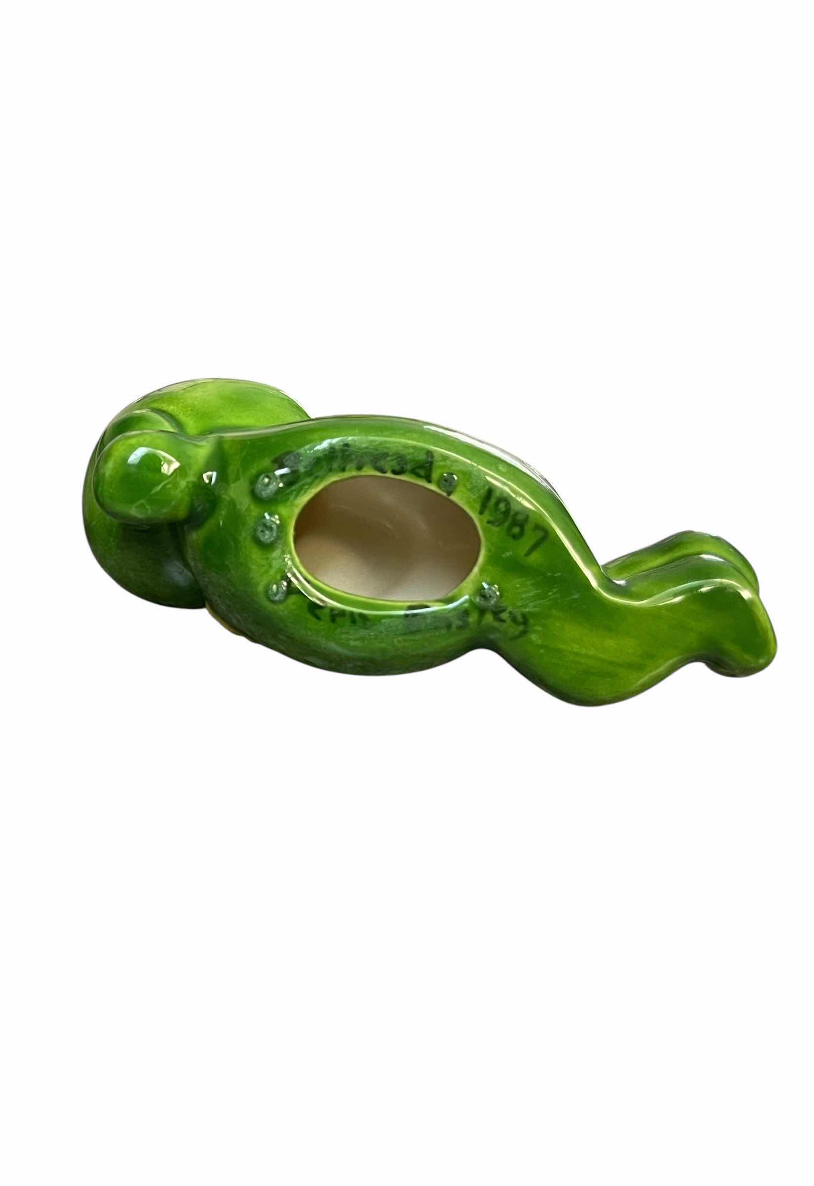 Photo 1 of LOUNGING CERAMIC FROGS SIGNED BY BETHESDA FERN ENSLEY 1987 4” X 2.25”