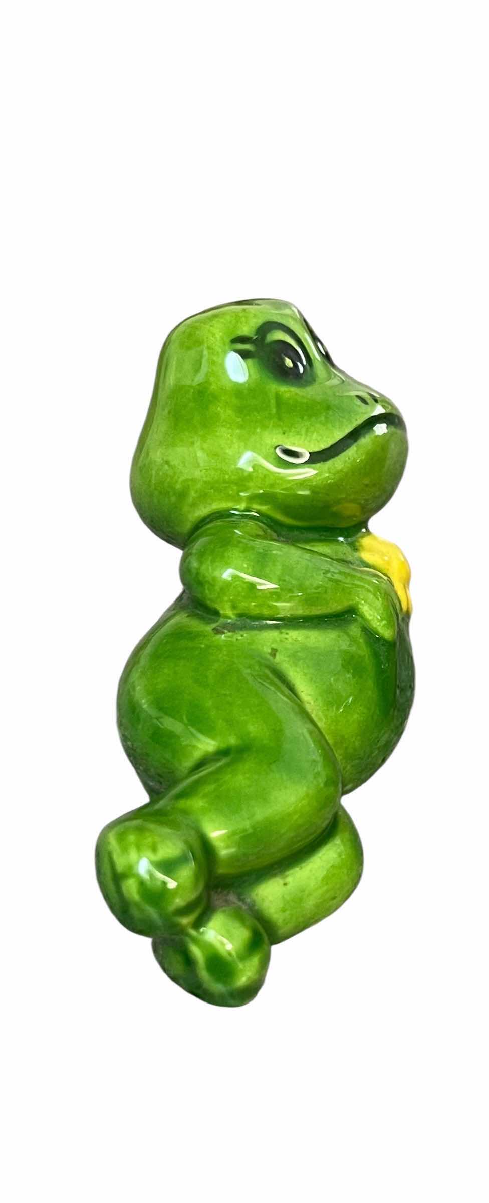 Photo 1 of LOUNGING CERAMIC FROGS SIGNED BY BETHESDA FERN ENSLEY 1987 4” X 2.25”