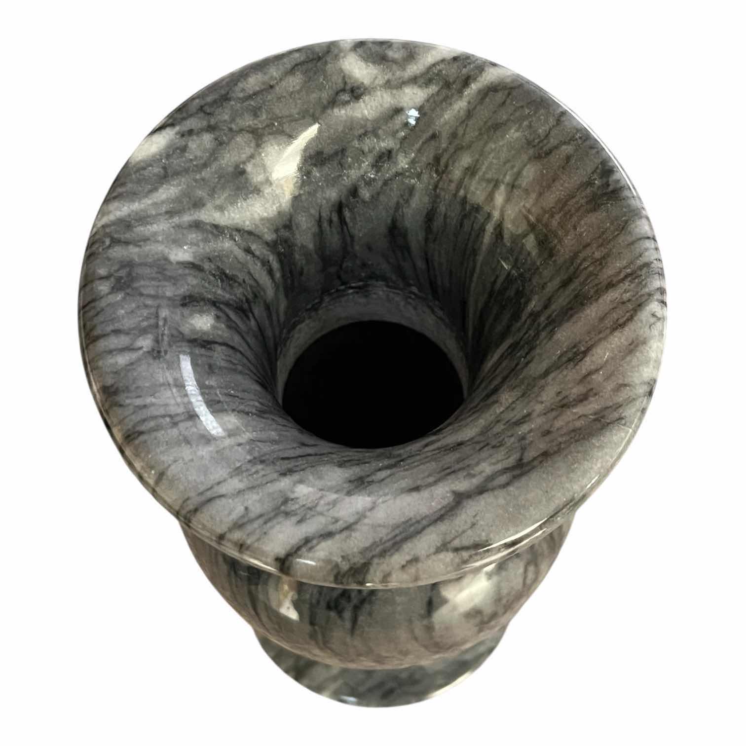 Photo 1 of POLISHED GRAY MARBLE STONE URN VASE 4” X 10”