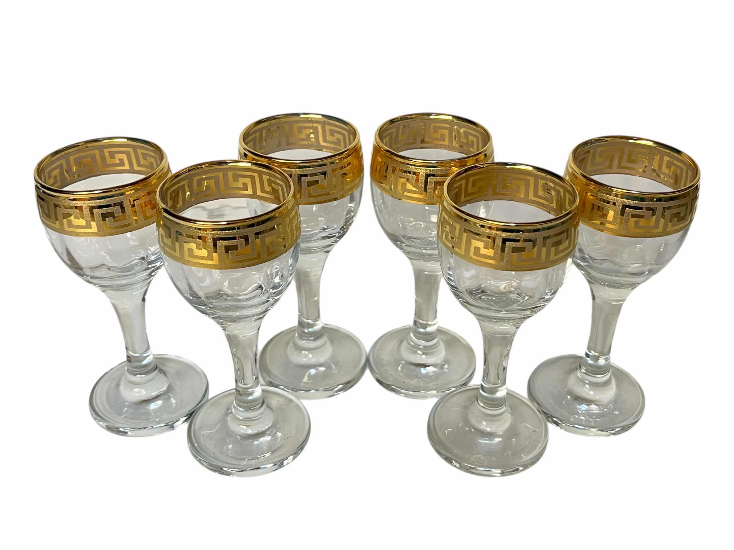 Photo 1 of LORREN HOME TRENDS FLORENCE CORDIAL 24K GOLD PLATED TRIM SHERRY GLASSES (6)