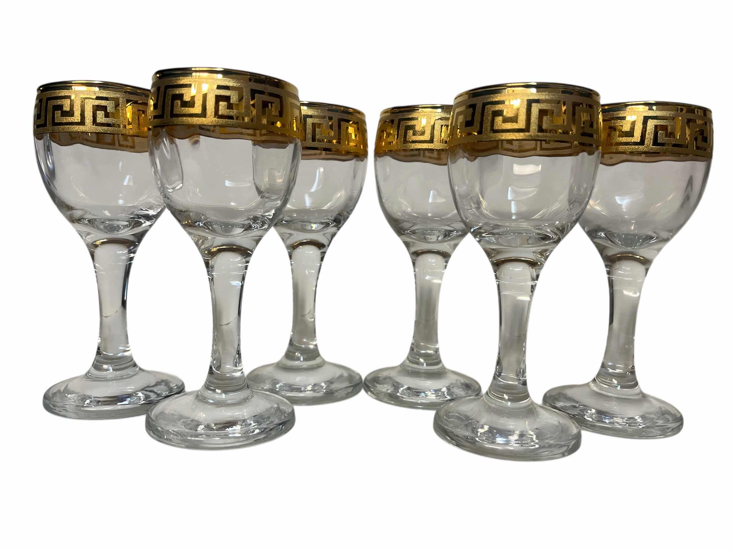 Photo 1 of LORREN HOME TRENDS FLORENCE CORDIAL 24K GOLD PLATED TRIM SHERRY GLASSES (6)