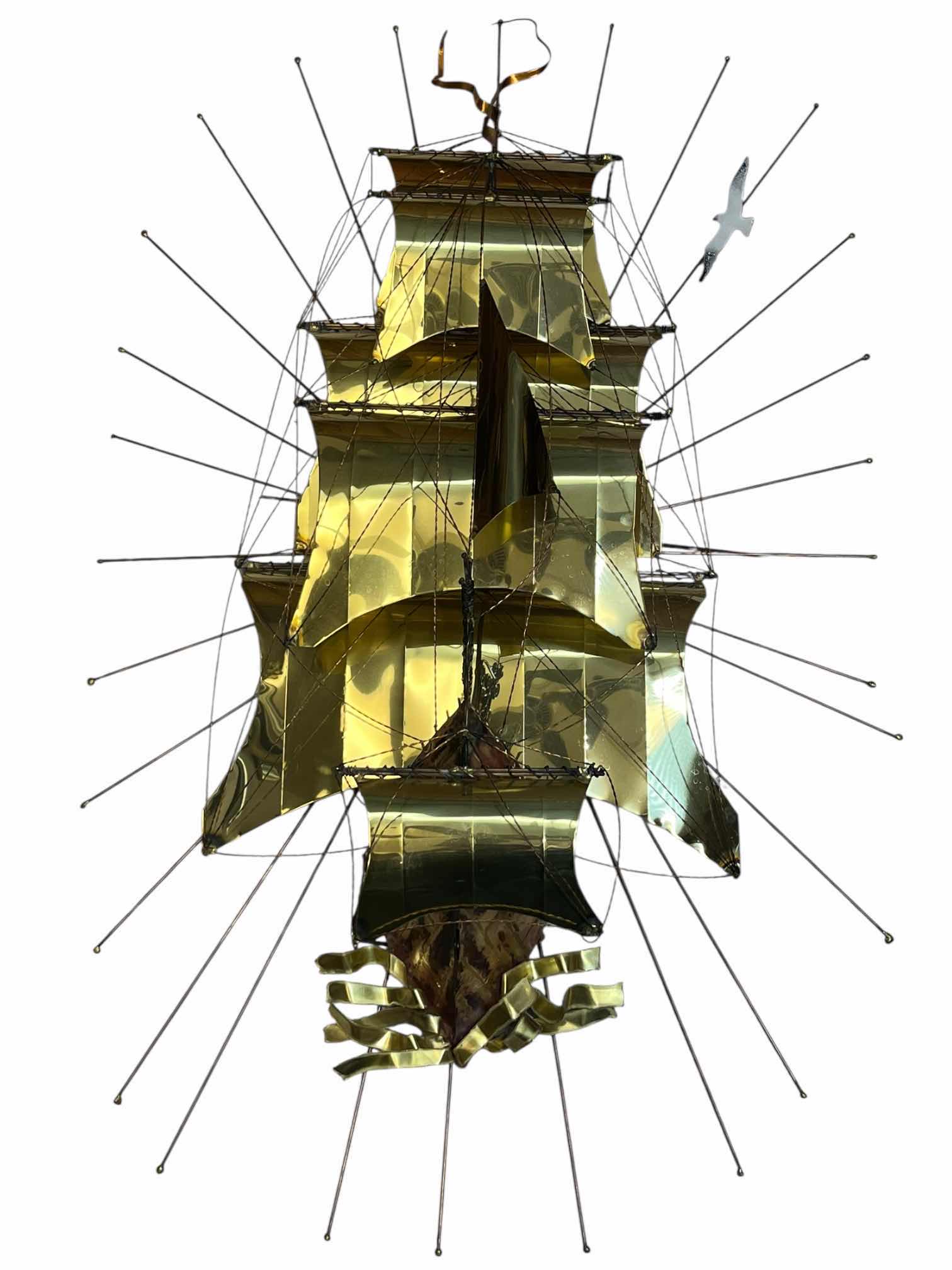 Photo 1 of BOW VIEW BRASS & COPPER TONE NAUTICAL METAL SCULPTED WALL ART 11” X 29” H49”