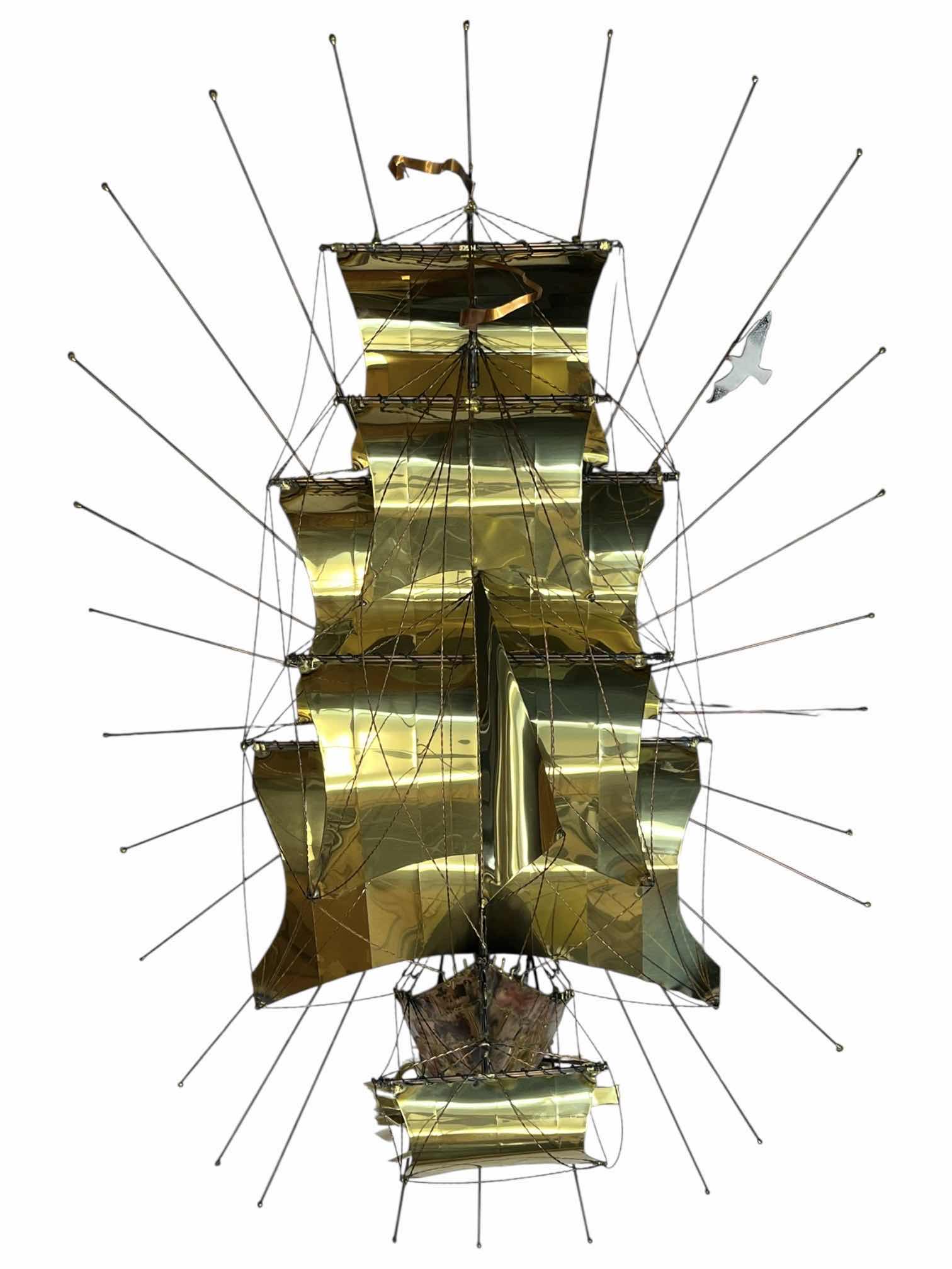 Photo 1 of BOW VIEW BRASS & COPPER TONE NAUTICAL METAL SCULPTED WALL ART 11” X 29” H49”