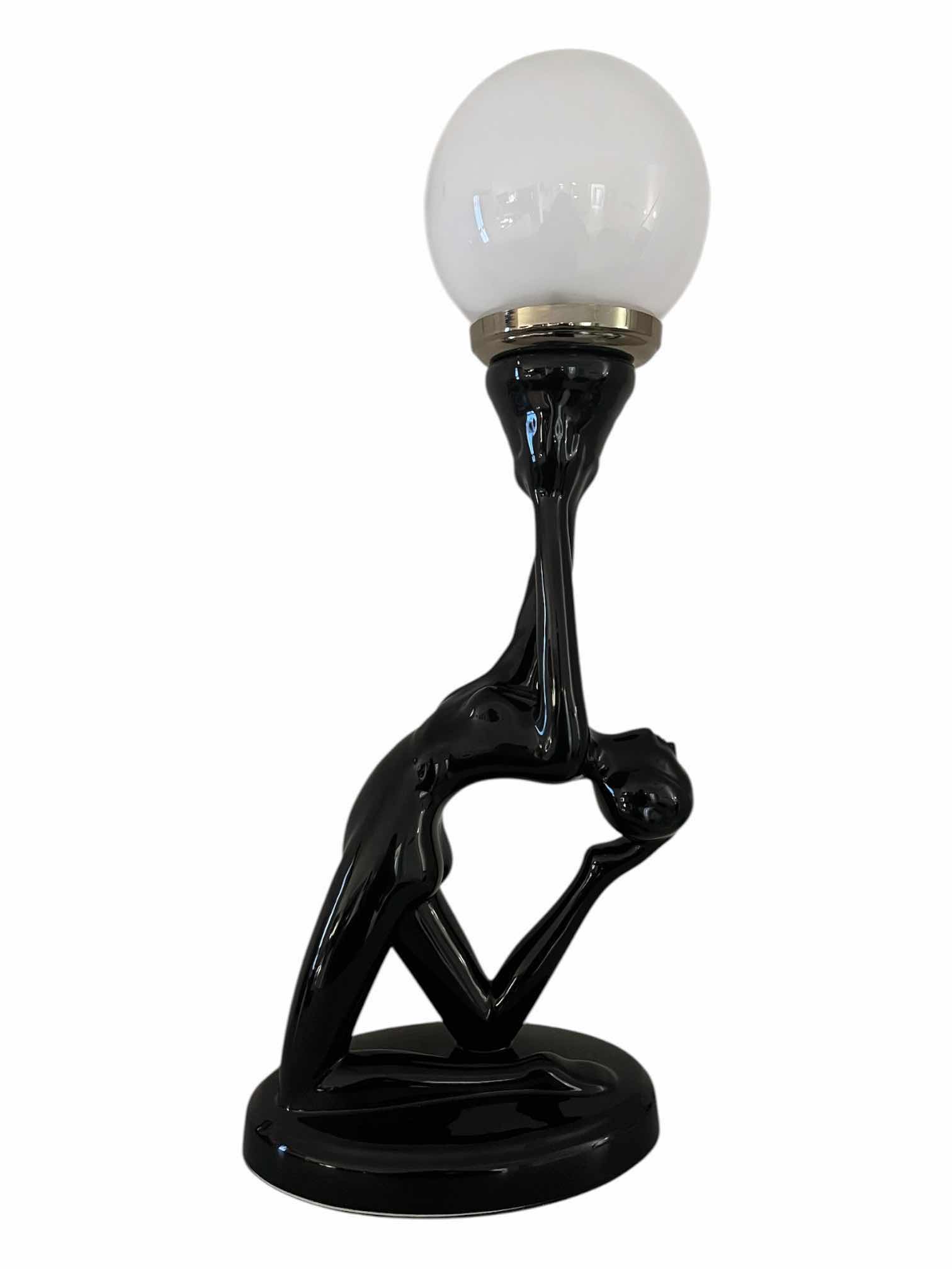 Photo 1 of ART DECO CERAMIC NUDE WOMAN HOLDING GLOBE DECOR 8.5” X 5” H22”