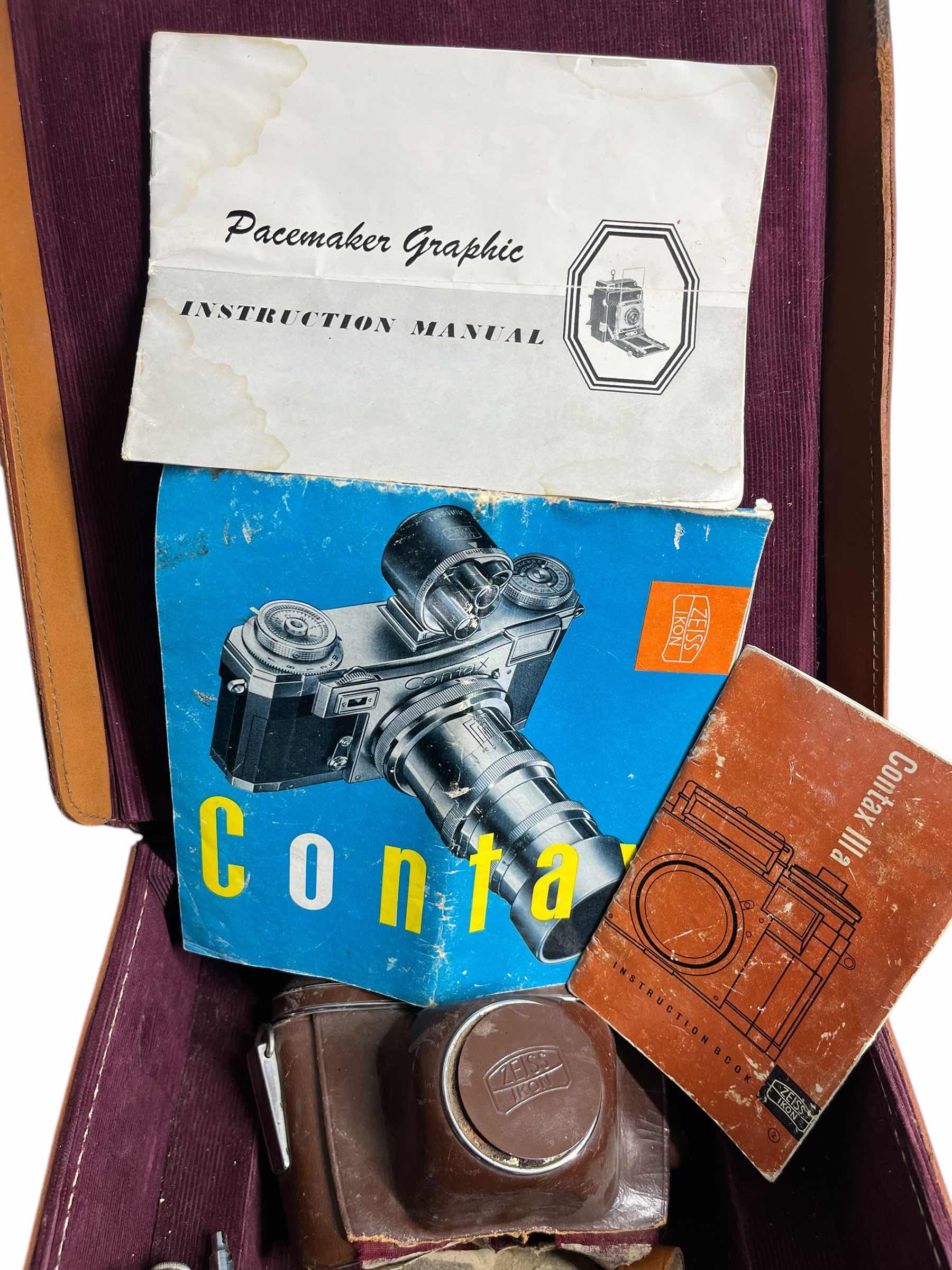 Photo 1 of RUKO BUILT RITE KASE LEATHER CASE W CAMERA CASE, VARIOUS MANUALS & ACCESSORIES