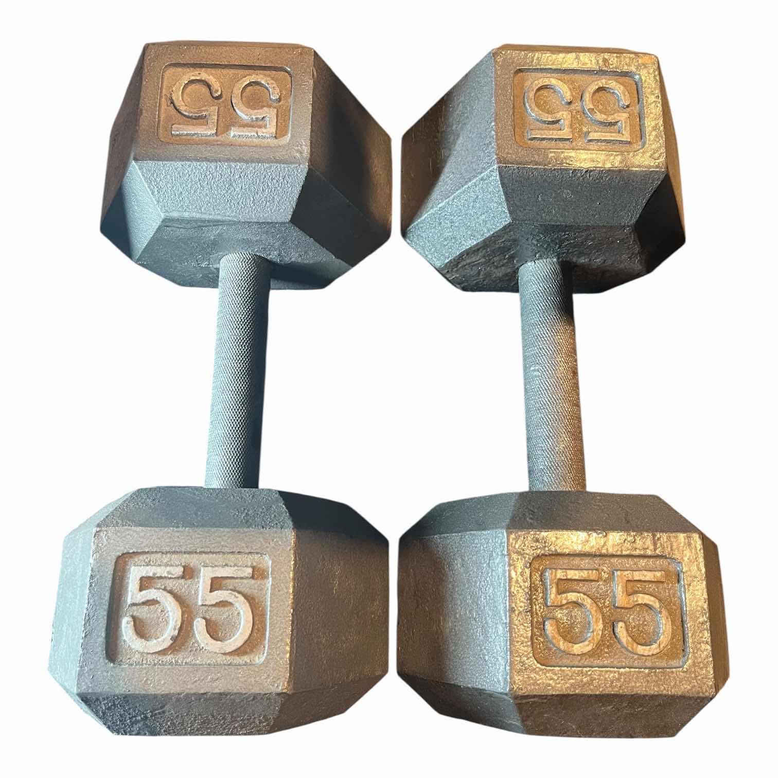 Photo 1 of 55LB SOLID IRON HEX DUMBBELL PAIR/SET (READ NOTES)