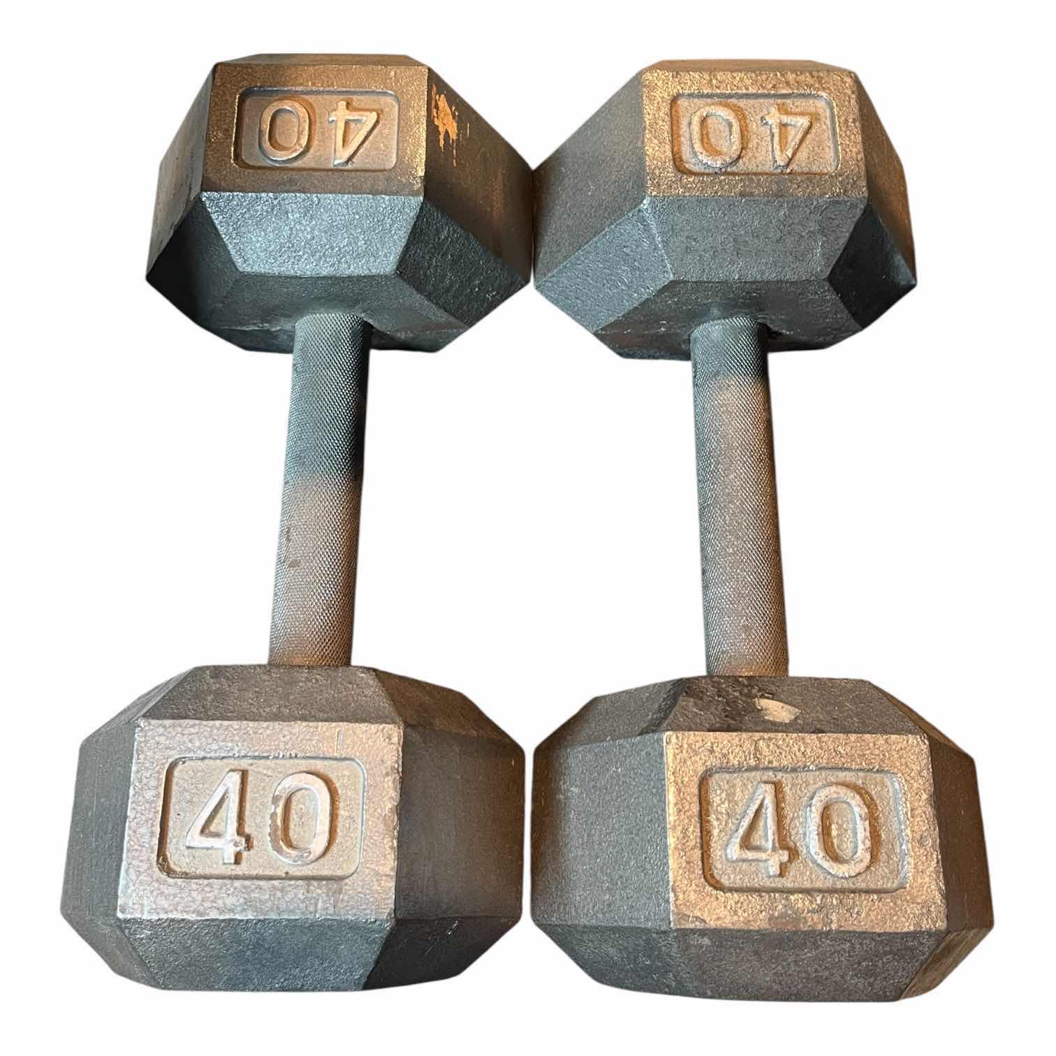 Photo 1 of 40LB SOLID IRON HEX DUMBBELL PAIR/SET (READ NOTES)