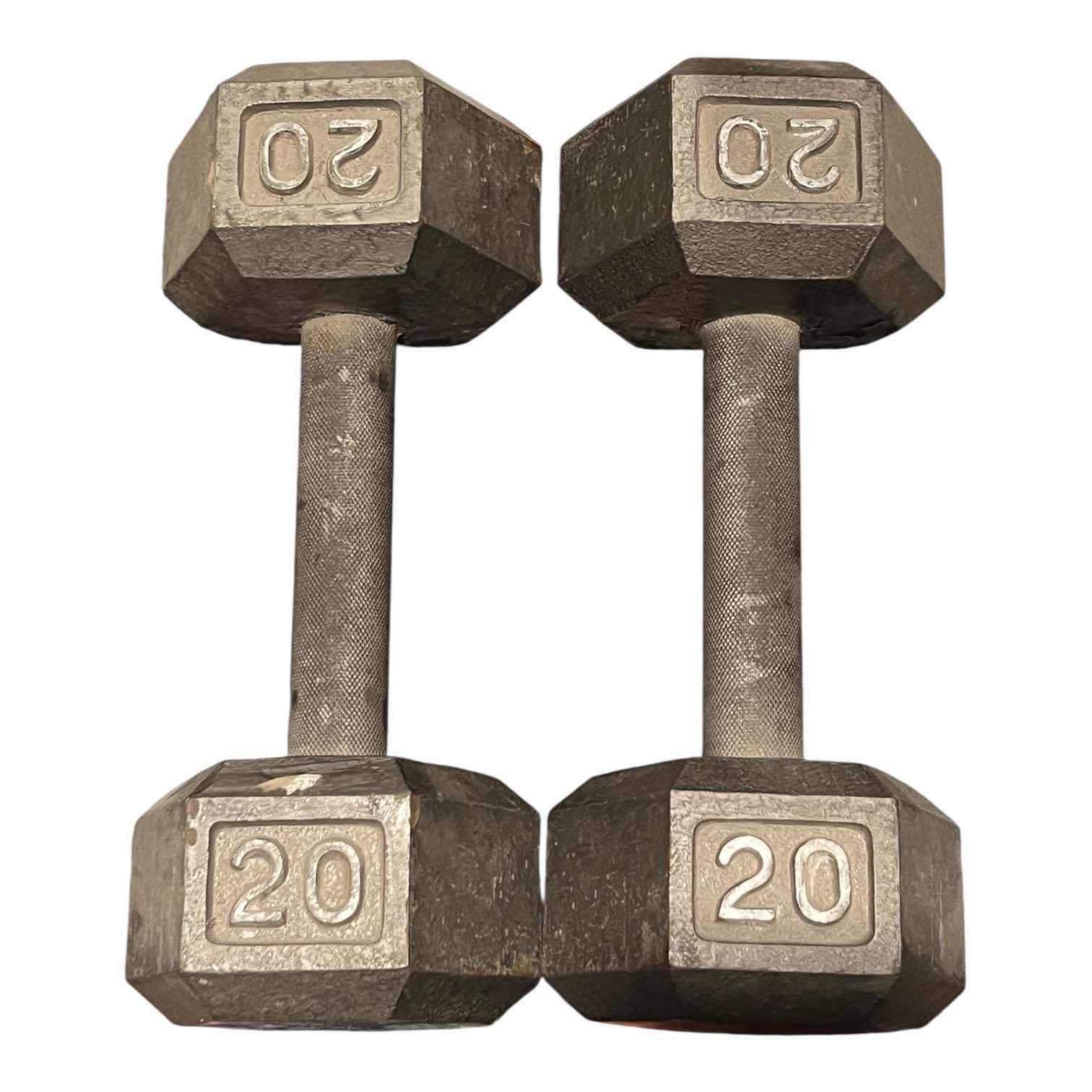 Photo 1 of 20LB SOLID IRON HEX DUMBBELL PAIR/SET (READ NOTES)
