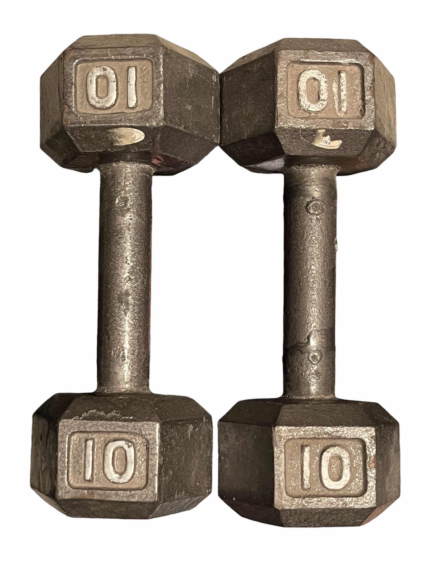 Photo 1 of 10LB SOLID IRON HEX DUMBBELL PAIR/SET (READ NOTES)